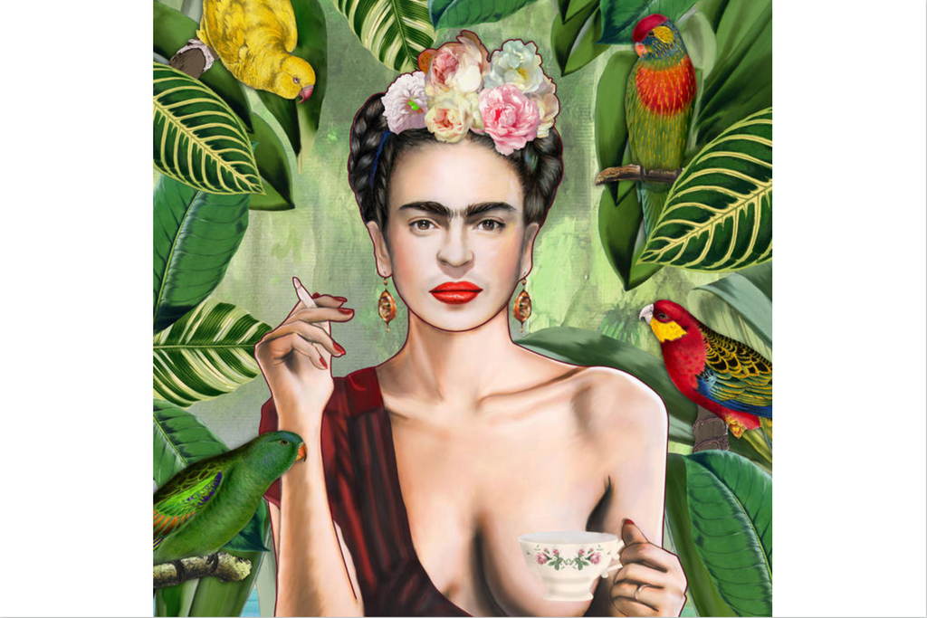 Kahlo Tea & Parrots-Wall_Art-Pixalot