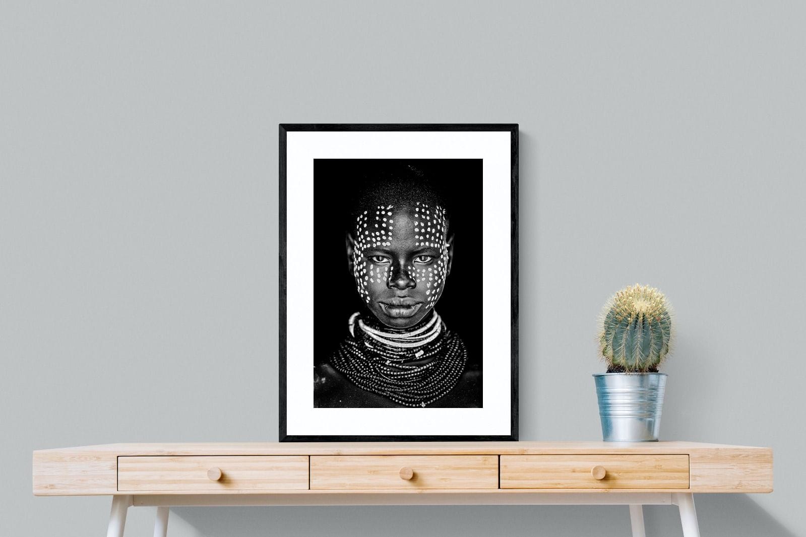 Karo Tribeswoman-Wall_Art-60 x 80cm-Framed Print-Black-Pixalot