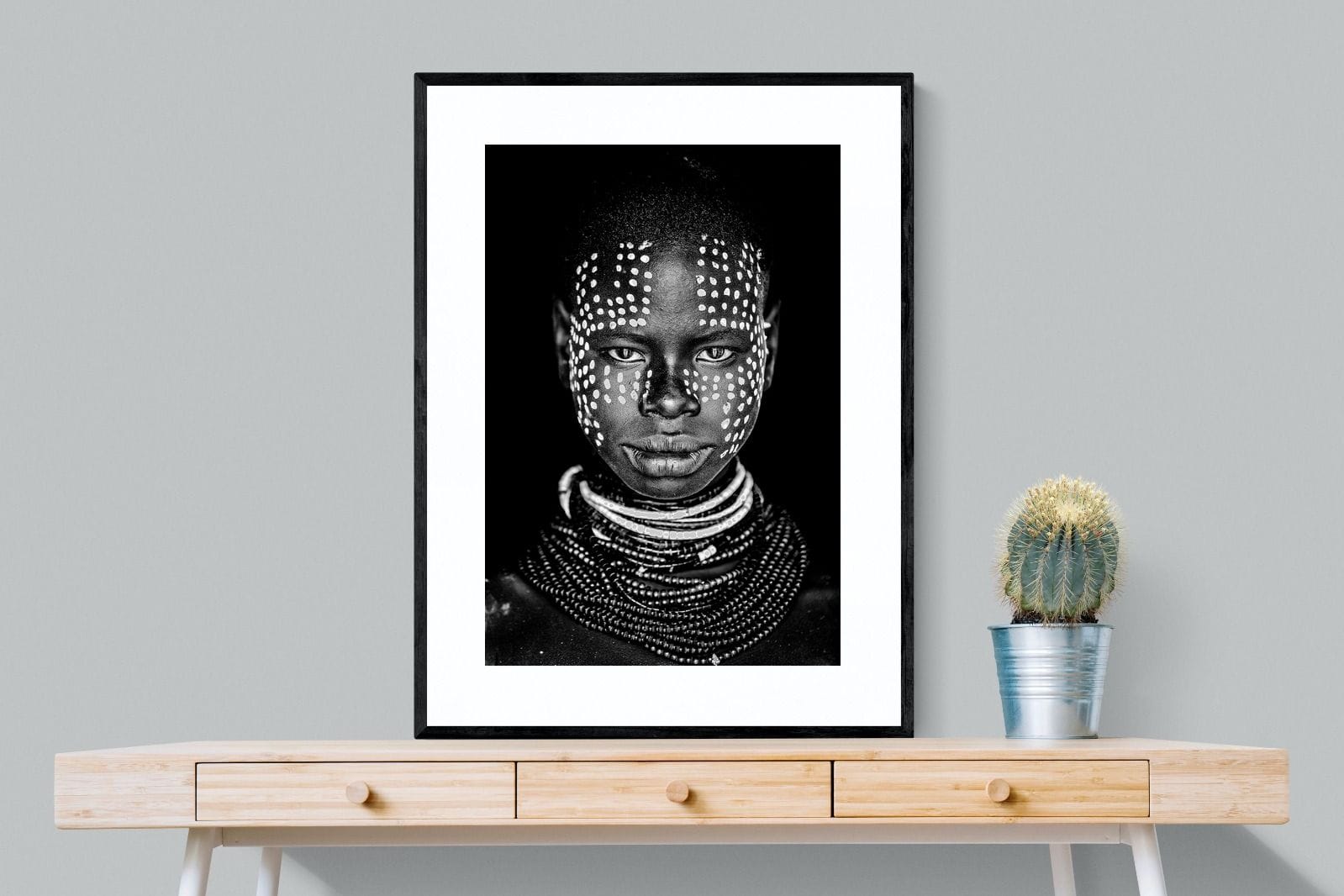 Karo Tribeswoman-Wall_Art-75 x 100cm-Framed Print-Black-Pixalot