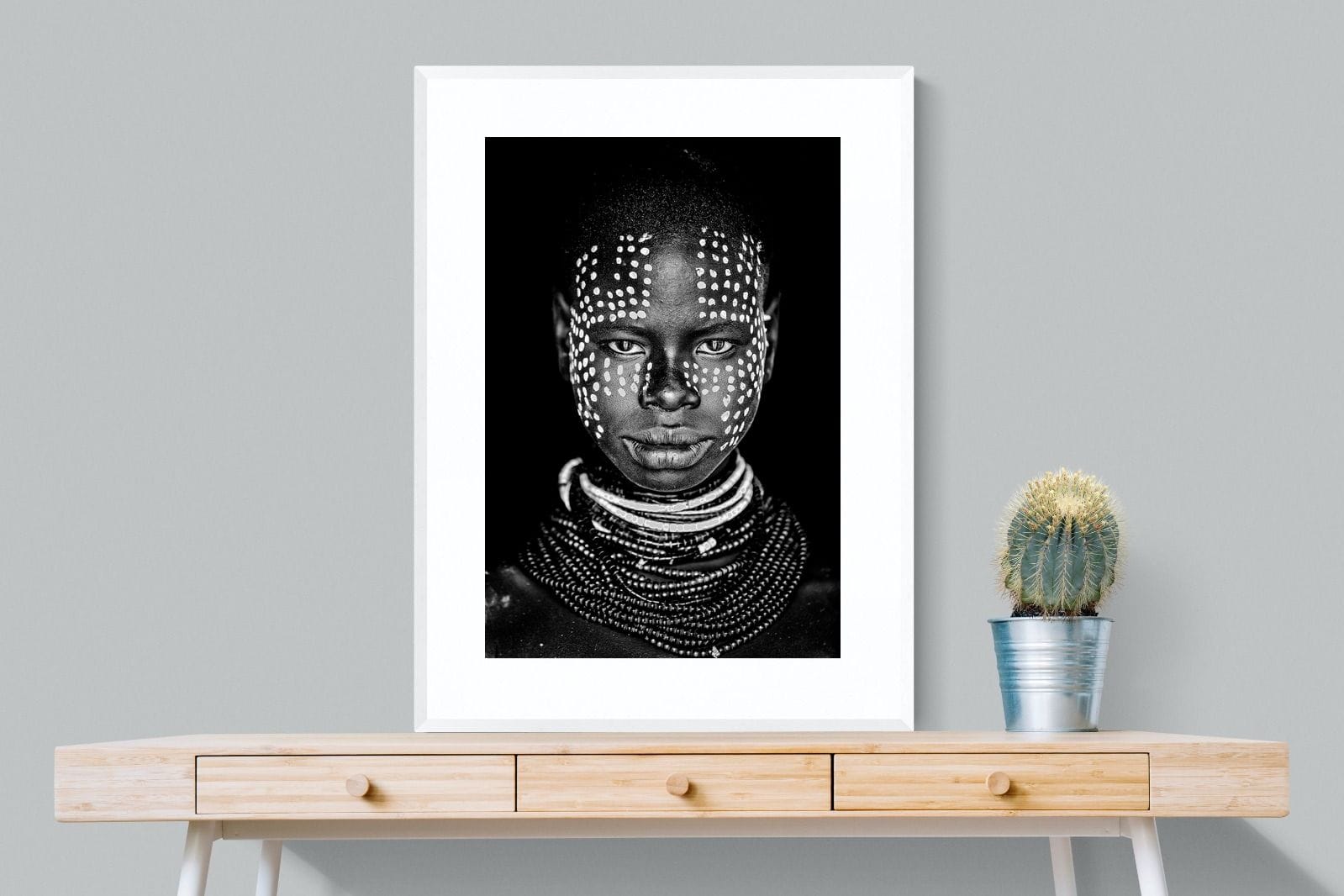 Karo Tribeswoman-Wall_Art-75 x 100cm-Framed Print-White-Pixalot