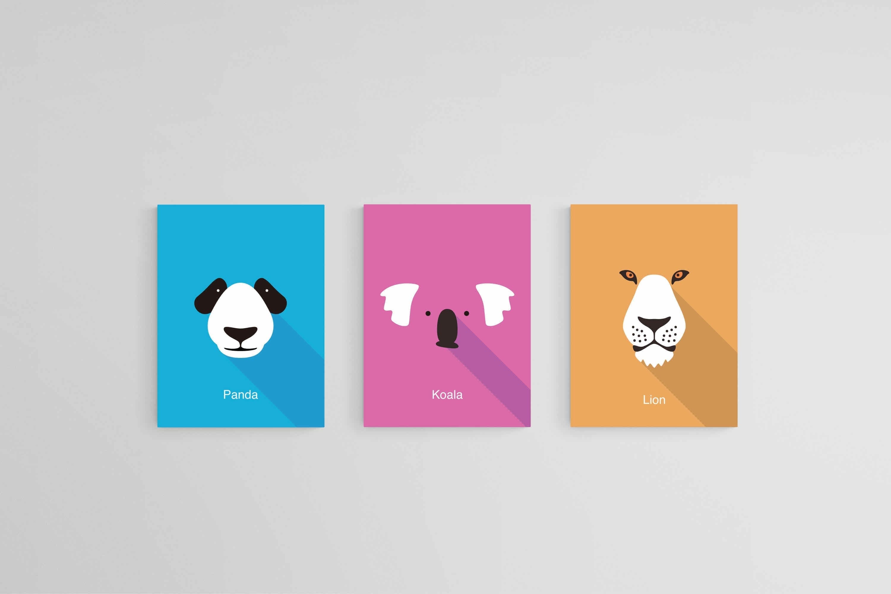 Learning Animals Set of 3-Wall_Art-45 x 60cm (x3)-Mounted Canvas-No Frame-Pixalot