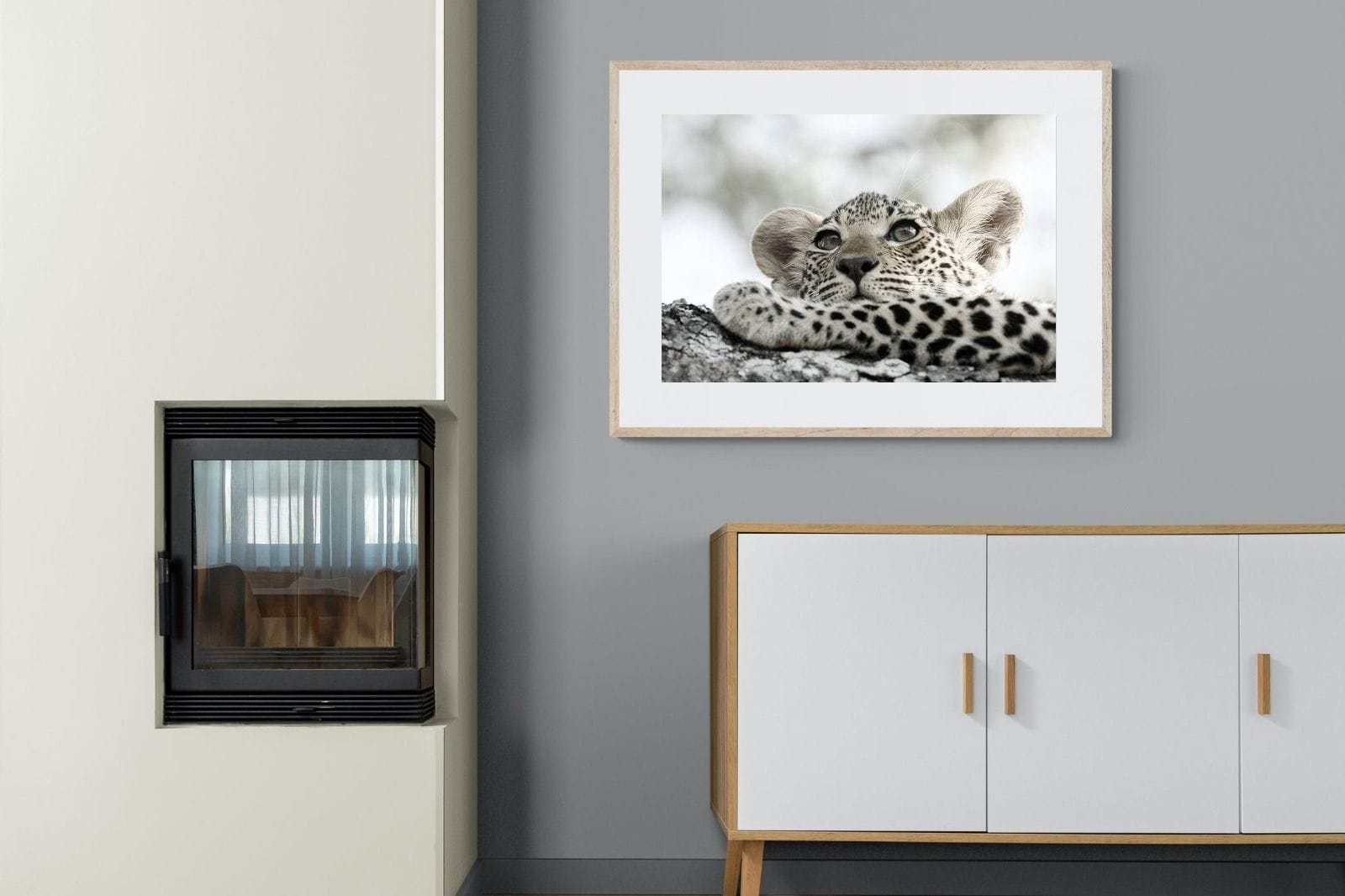 Leopard Cub-Wall_Art-100 x 75cm-Framed Print-Wood-Pixalot