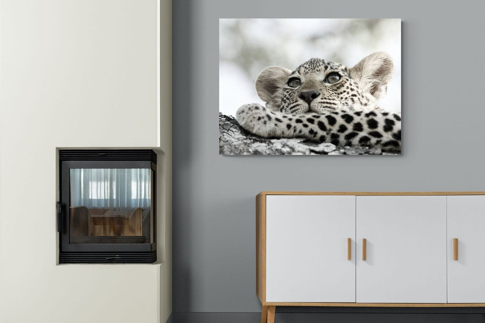 Leopard Cub-Wall_Art-100 x 75cm-Mounted Canvas-No Frame-Pixalot