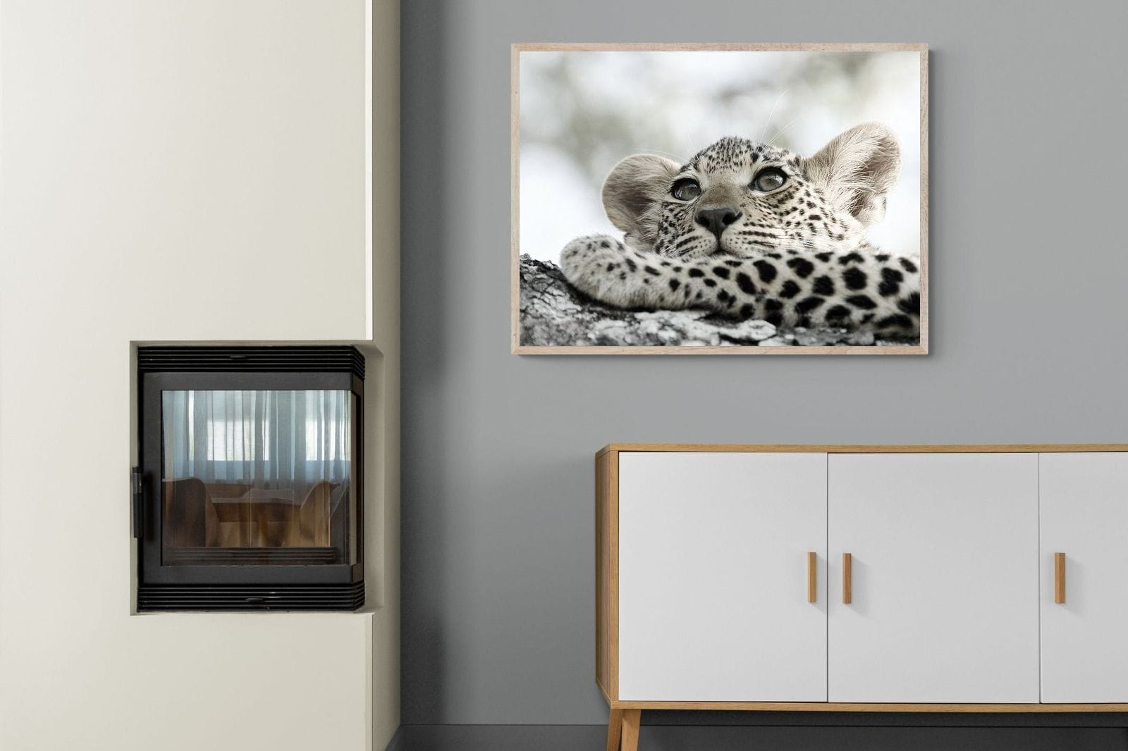 Leopard Cub-Wall_Art-100 x 75cm-Mounted Canvas-Wood-Pixalot