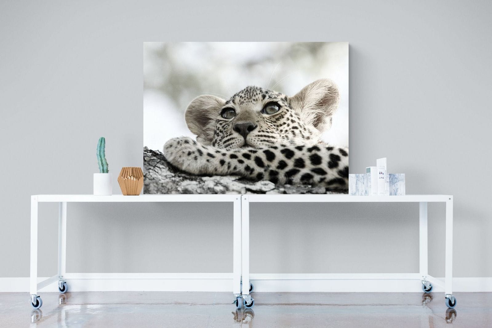 Leopard Cub-Wall_Art-120 x 90cm-Mounted Canvas-No Frame-Pixalot