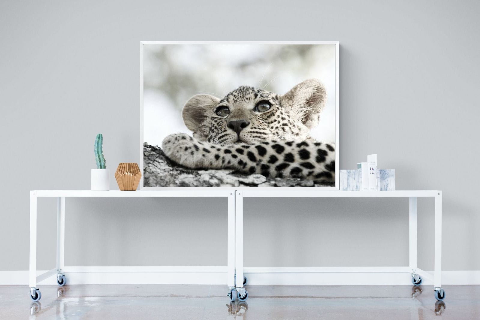 Leopard Cub-Wall_Art-120 x 90cm-Mounted Canvas-White-Pixalot