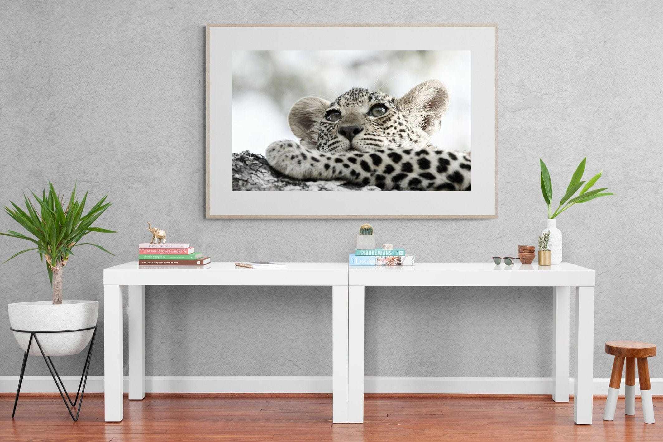 Leopard Cub-Wall_Art-150 x 100cm-Framed Print-Wood-Pixalot