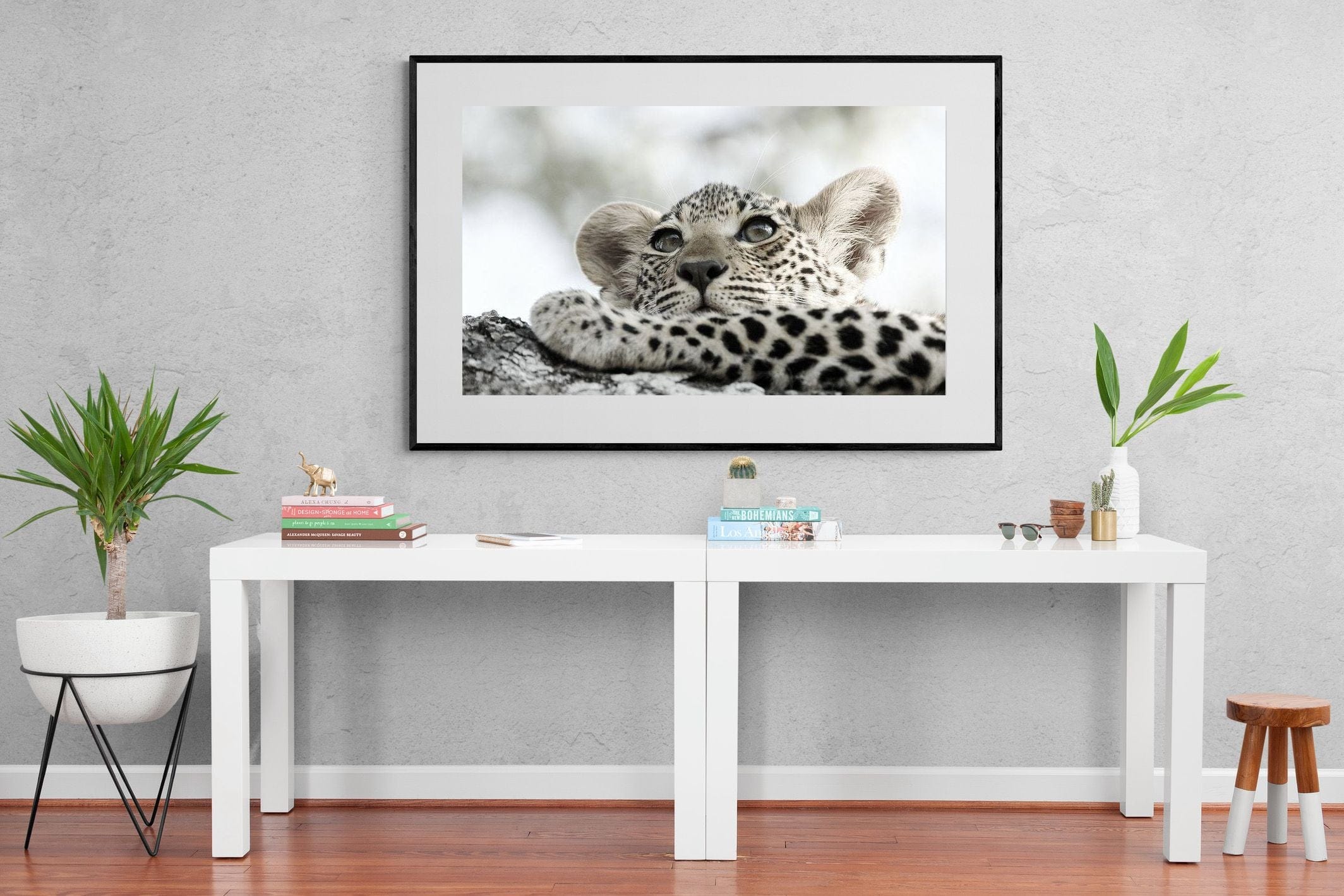 Leopard Cub-Wall_Art-150 x 100cm-Framed Print-Black-Pixalot