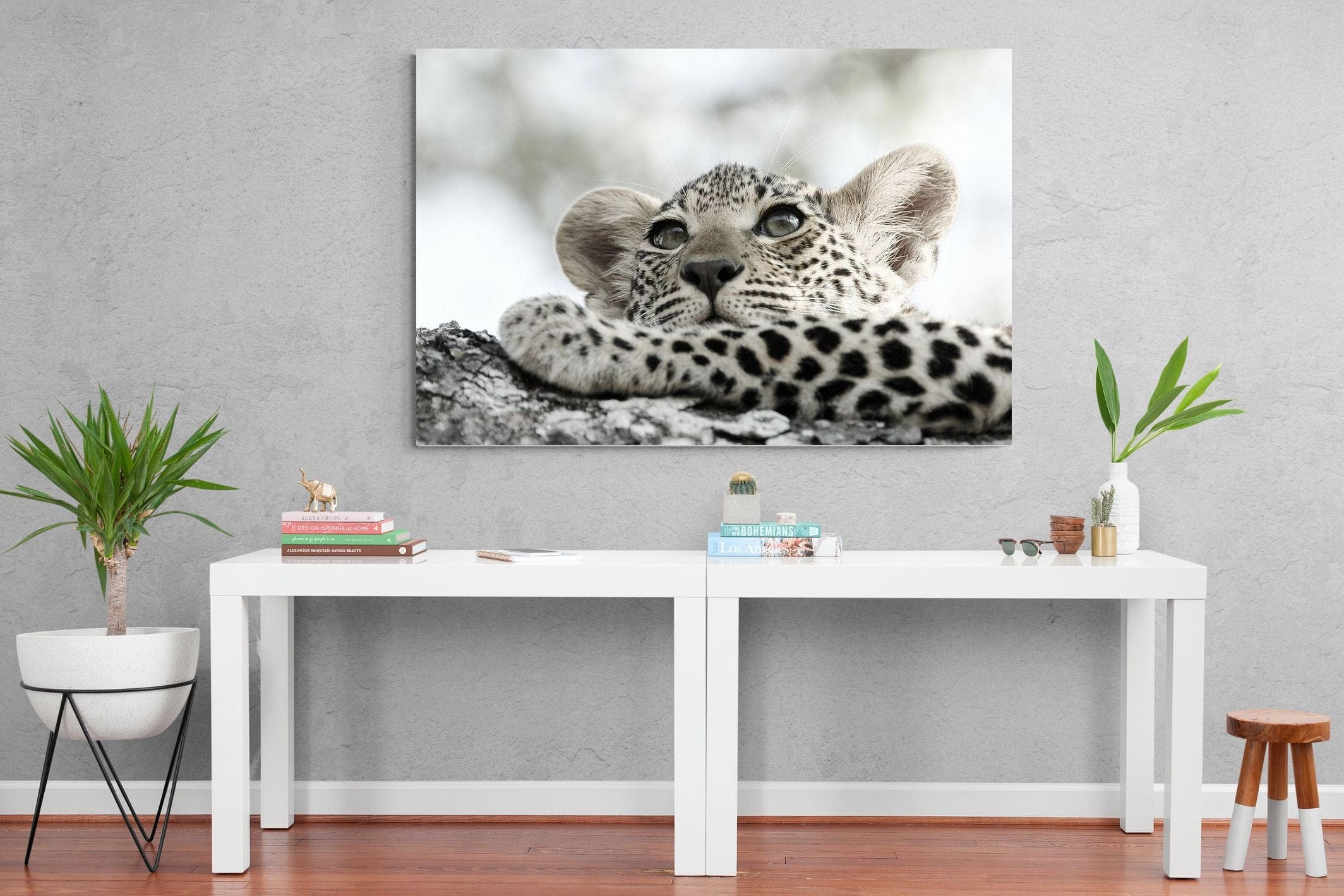 Leopard Cub-Wall_Art-150 x 100cm-Mounted Canvas-No Frame-Pixalot