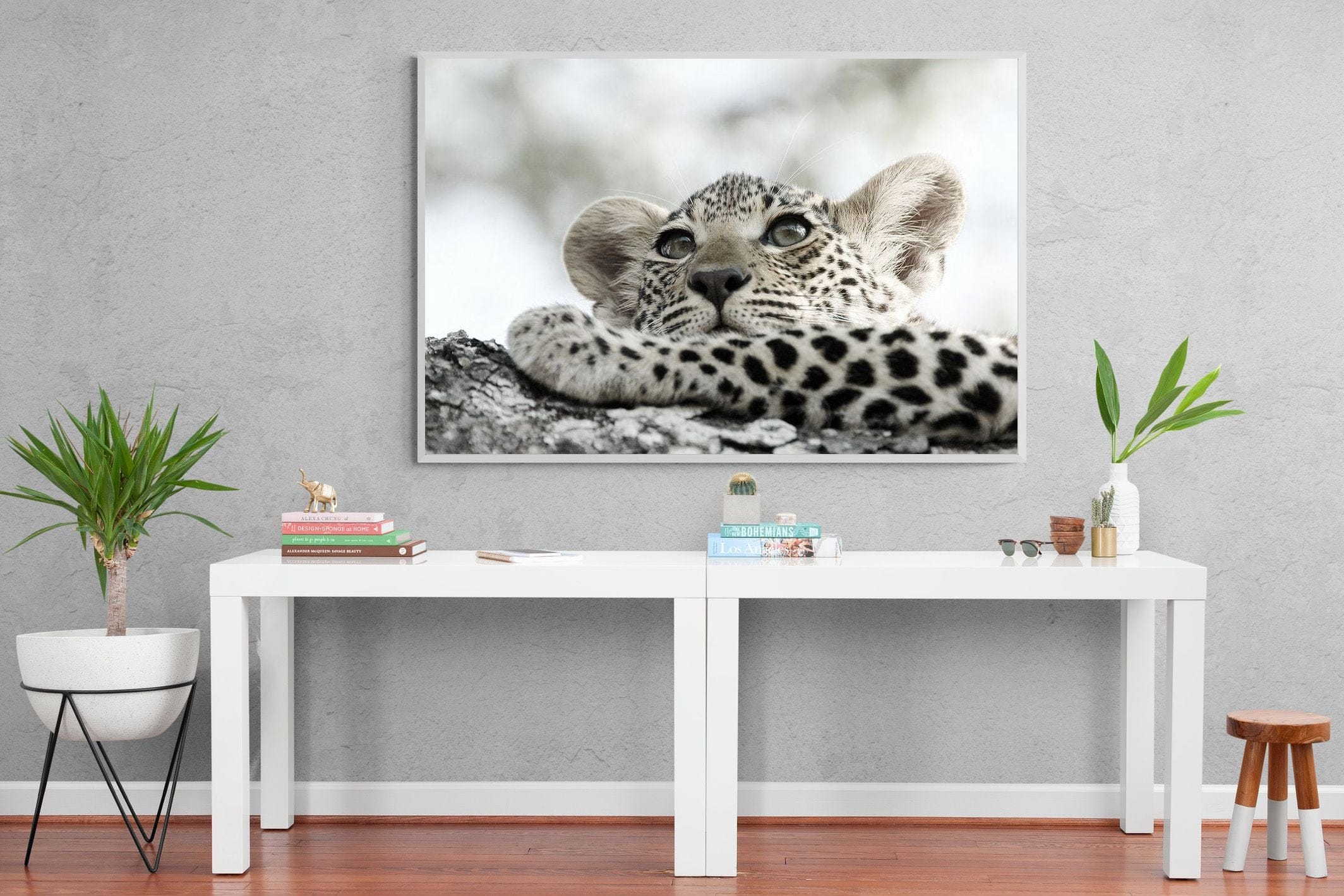 Leopard Cub-Wall_Art-150 x 100cm-Mounted Canvas-White-Pixalot