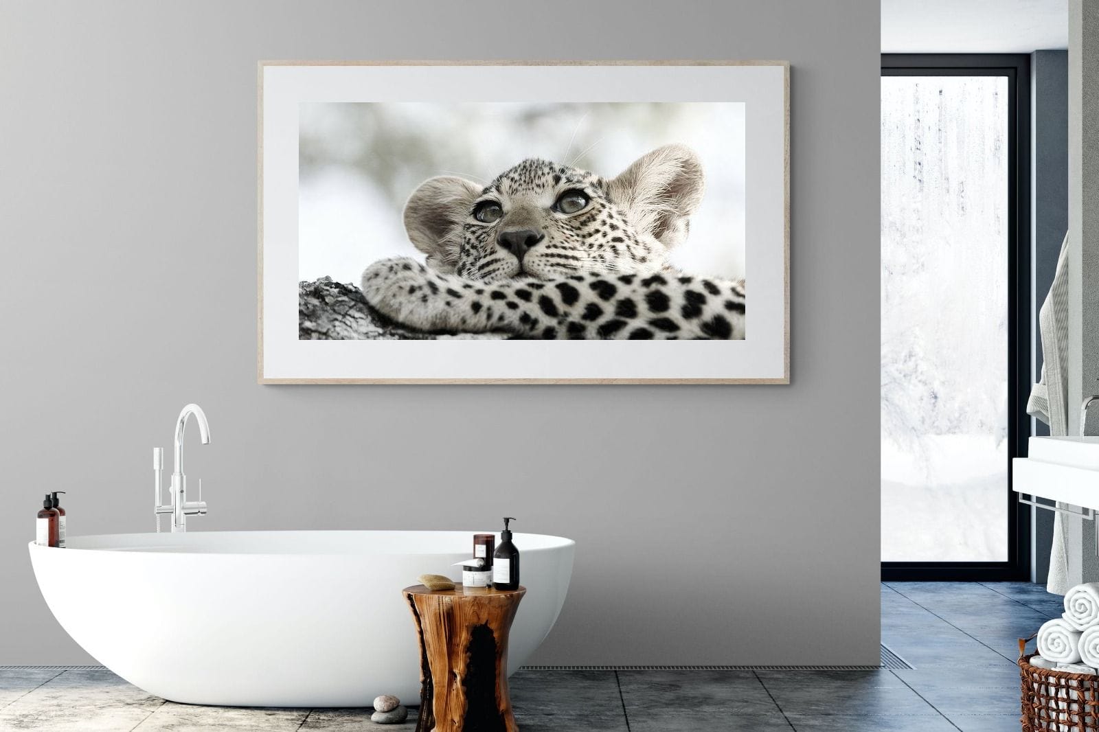Leopard Cub-Wall_Art-180 x 110cm-Framed Print-Wood-Pixalot