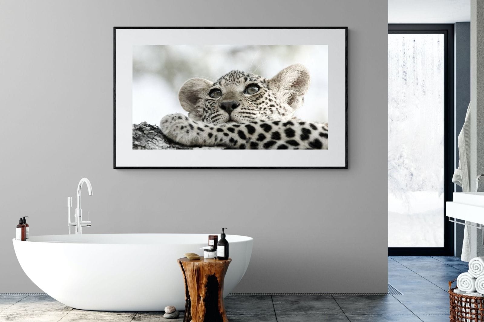 Leopard Cub-Wall_Art-180 x 110cm-Framed Print-Black-Pixalot