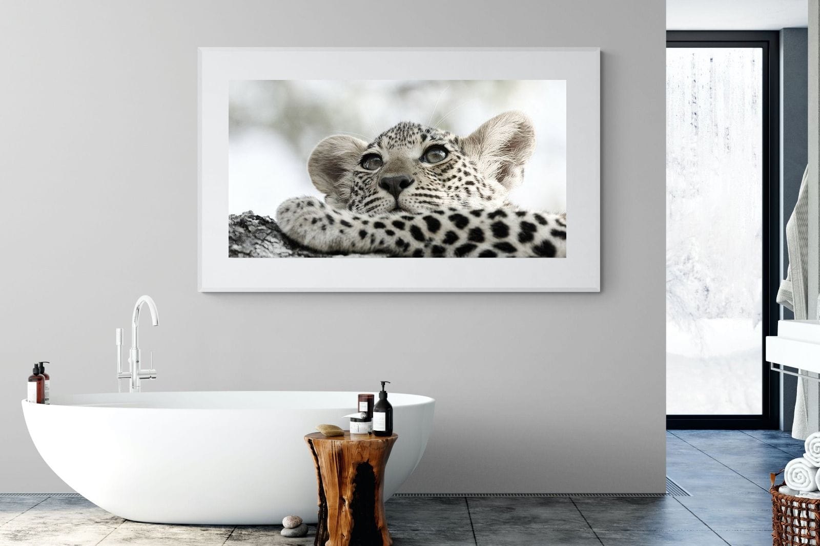 Leopard Cub-Wall_Art-180 x 110cm-Framed Print-White-Pixalot
