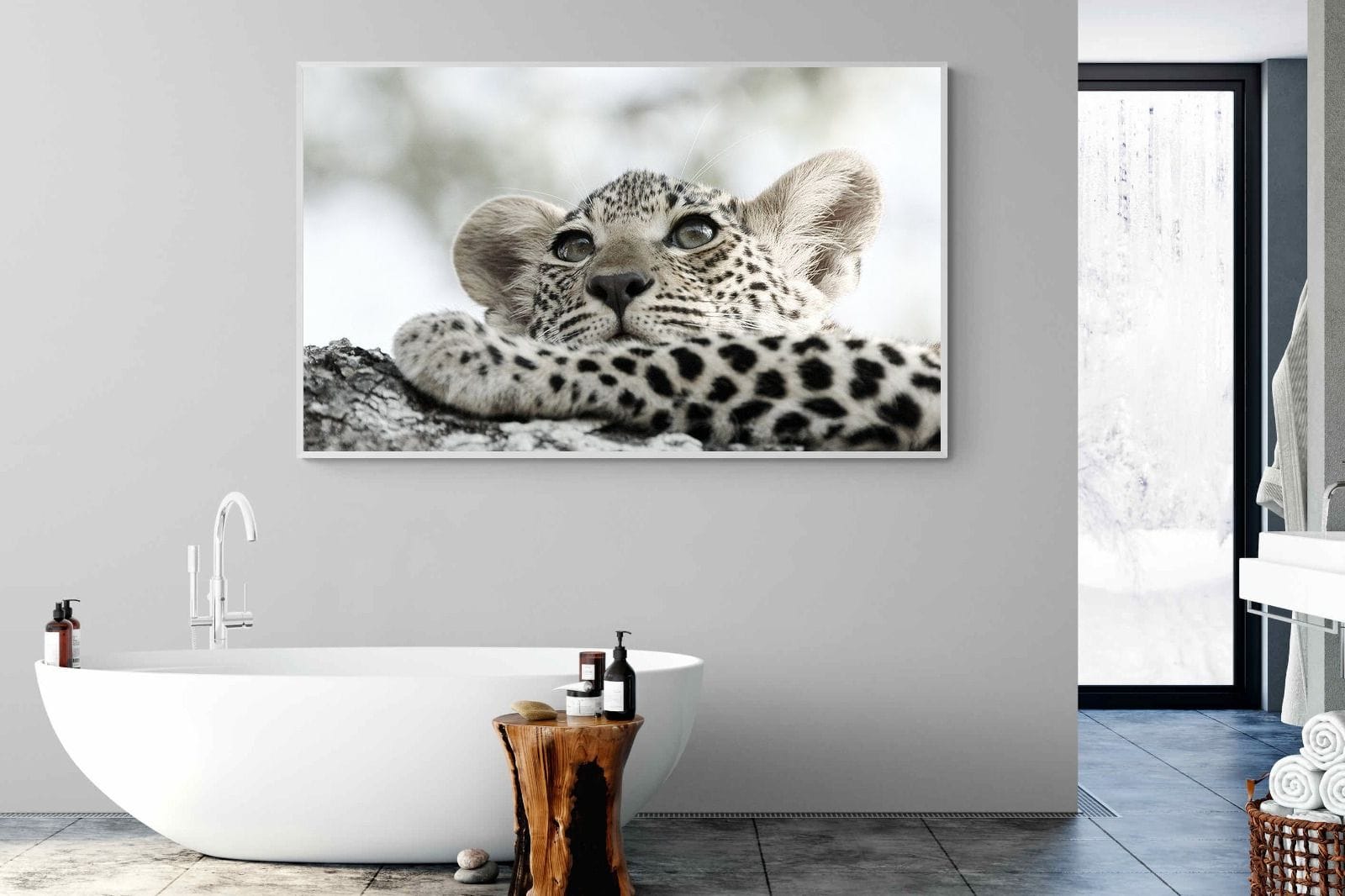 Leopard Cub-Wall_Art-180 x 110cm-Mounted Canvas-White-Pixalot