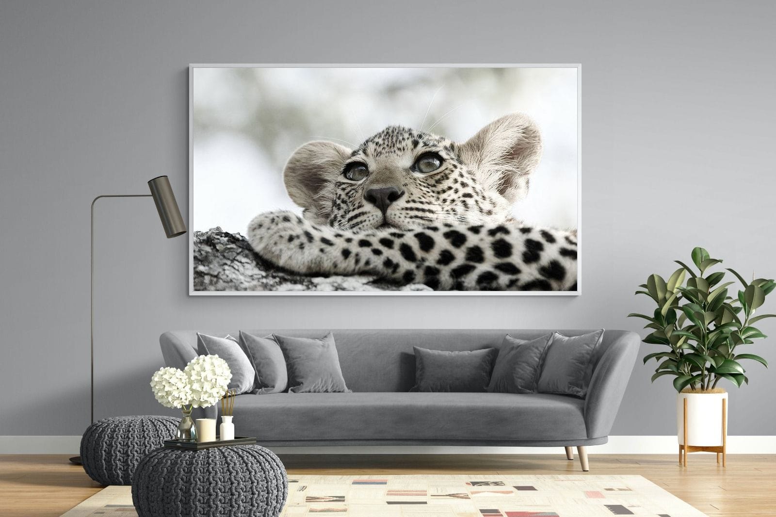 Leopard Cub-Wall_Art-220 x 130cm-Mounted Canvas-White-Pixalot