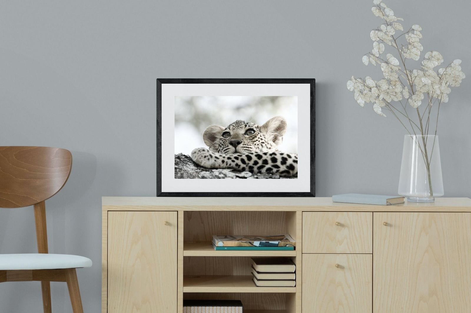 Leopard Cub-Wall_Art-60 x 45cm-Framed Print-Black-Pixalot
