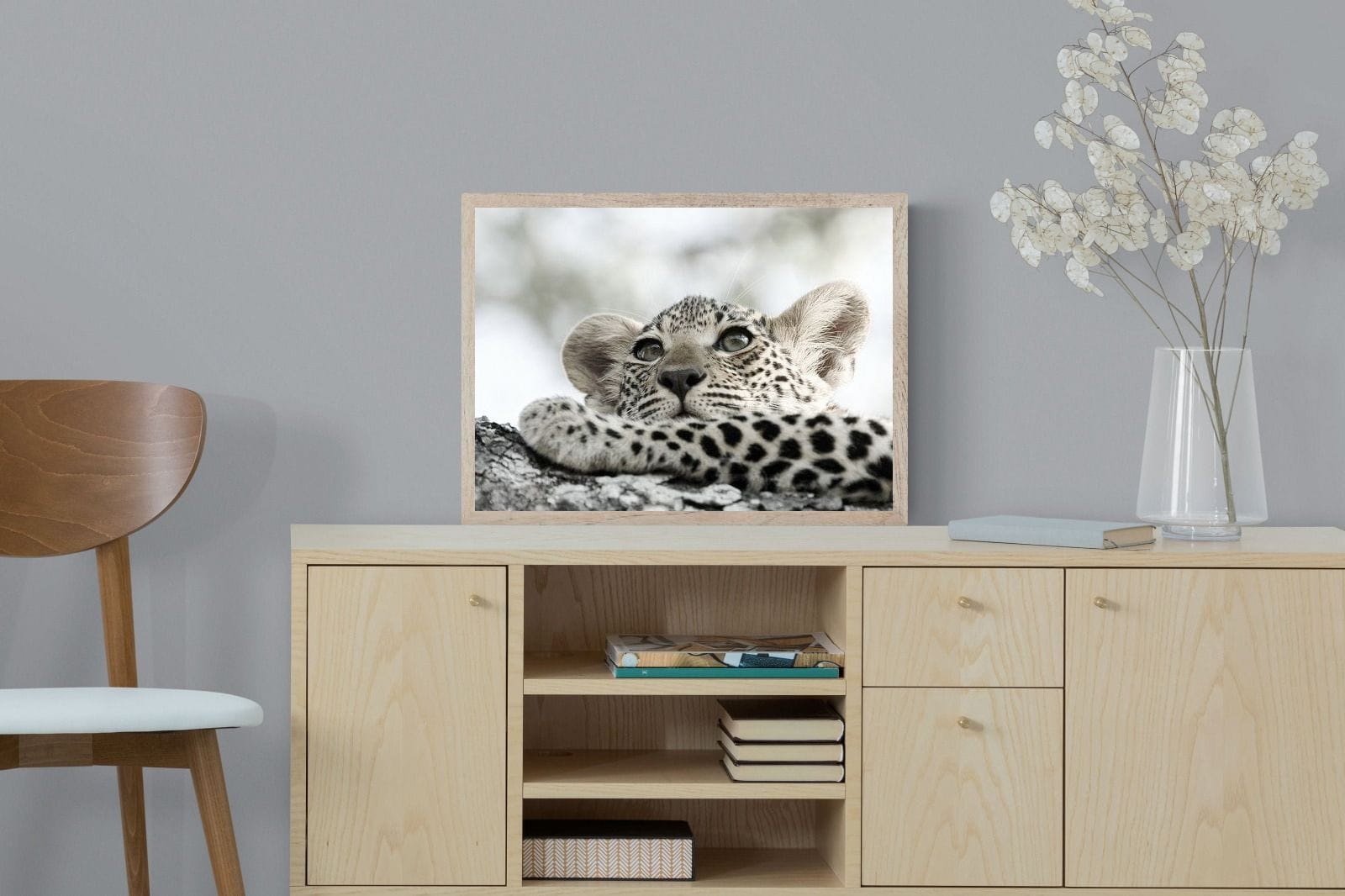 Leopard Cub-Wall_Art-60 x 45cm-Mounted Canvas-Wood-Pixalot