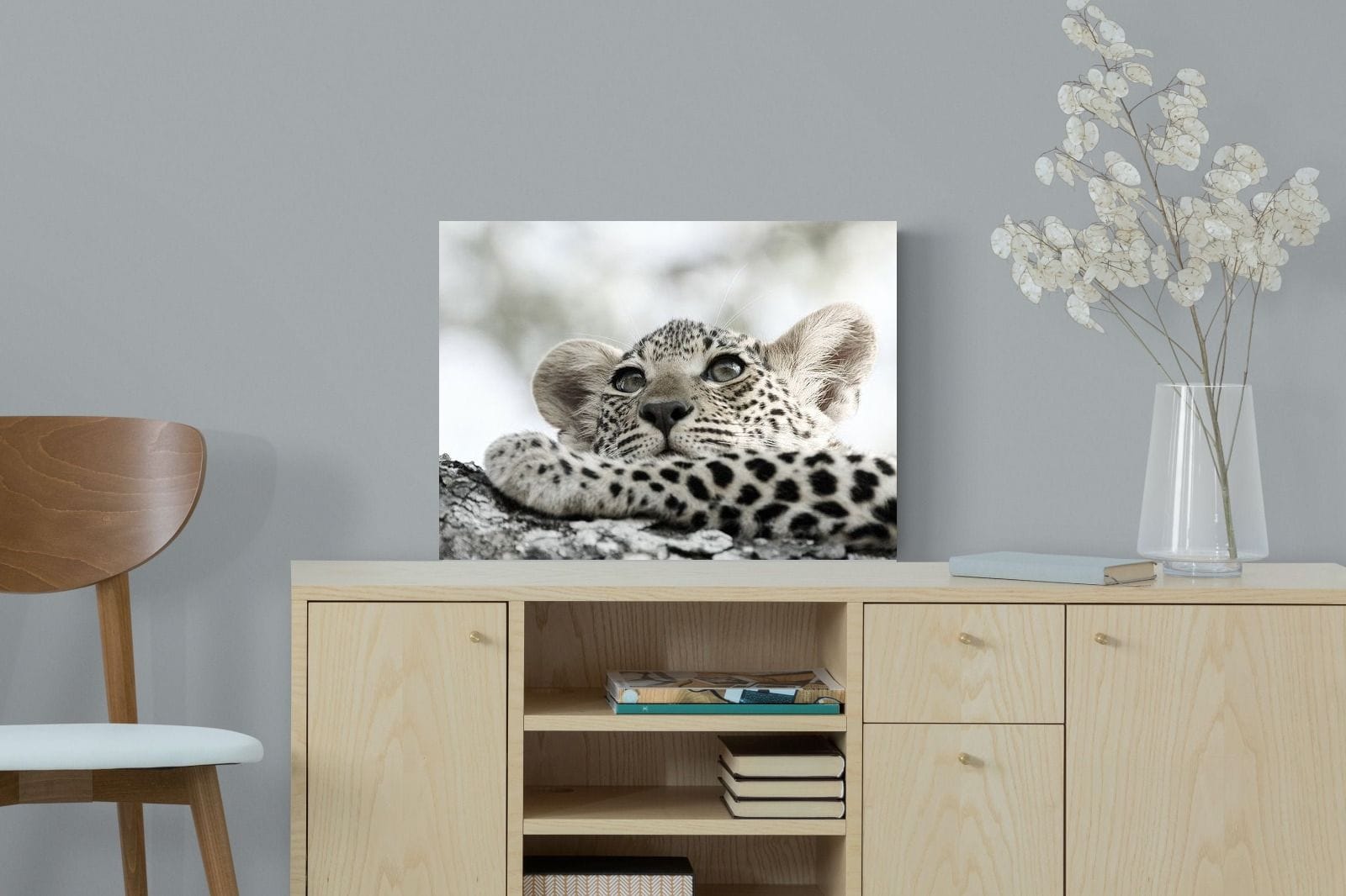Leopard Cub-Wall_Art-60 x 45cm-Mounted Canvas-No Frame-Pixalot