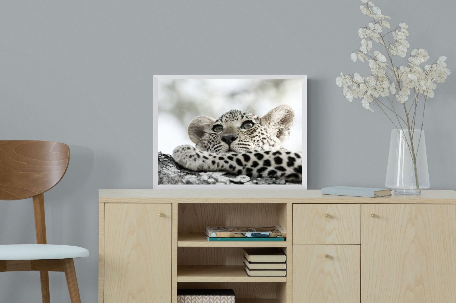 Leopard Cub-Wall_Art-60 x 45cm-Mounted Canvas-White-Pixalot