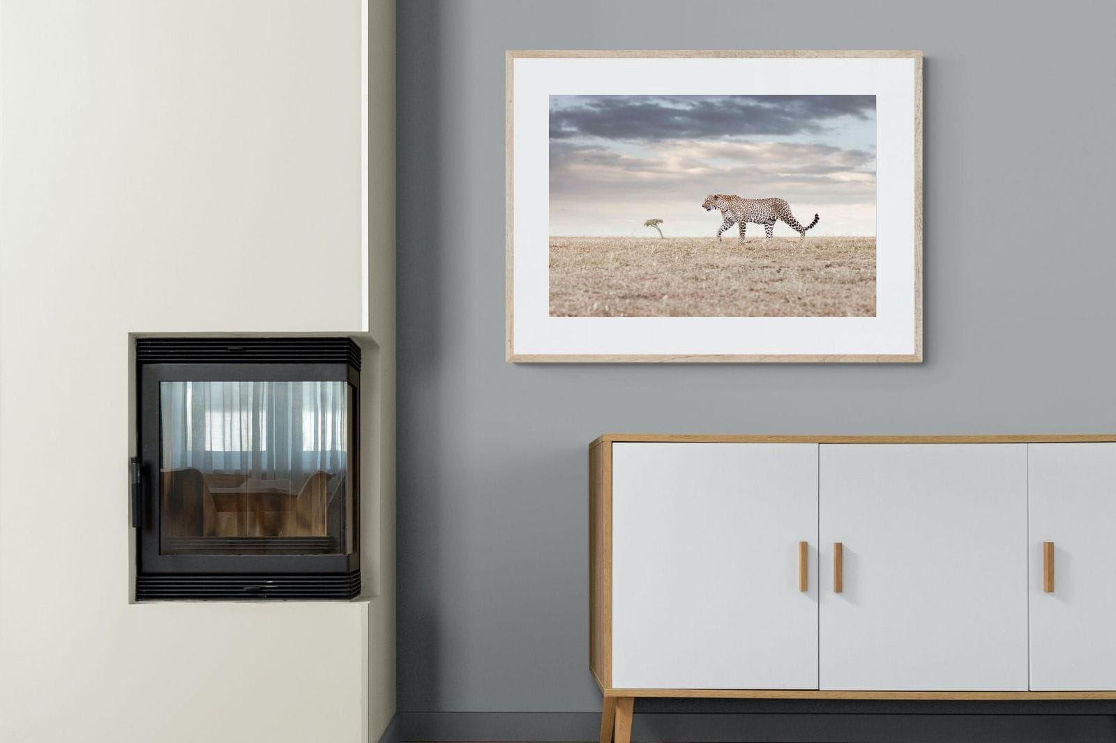 Leopard Prowl-Wall_Art-100 x 75cm-Framed Print-Wood-Pixalot