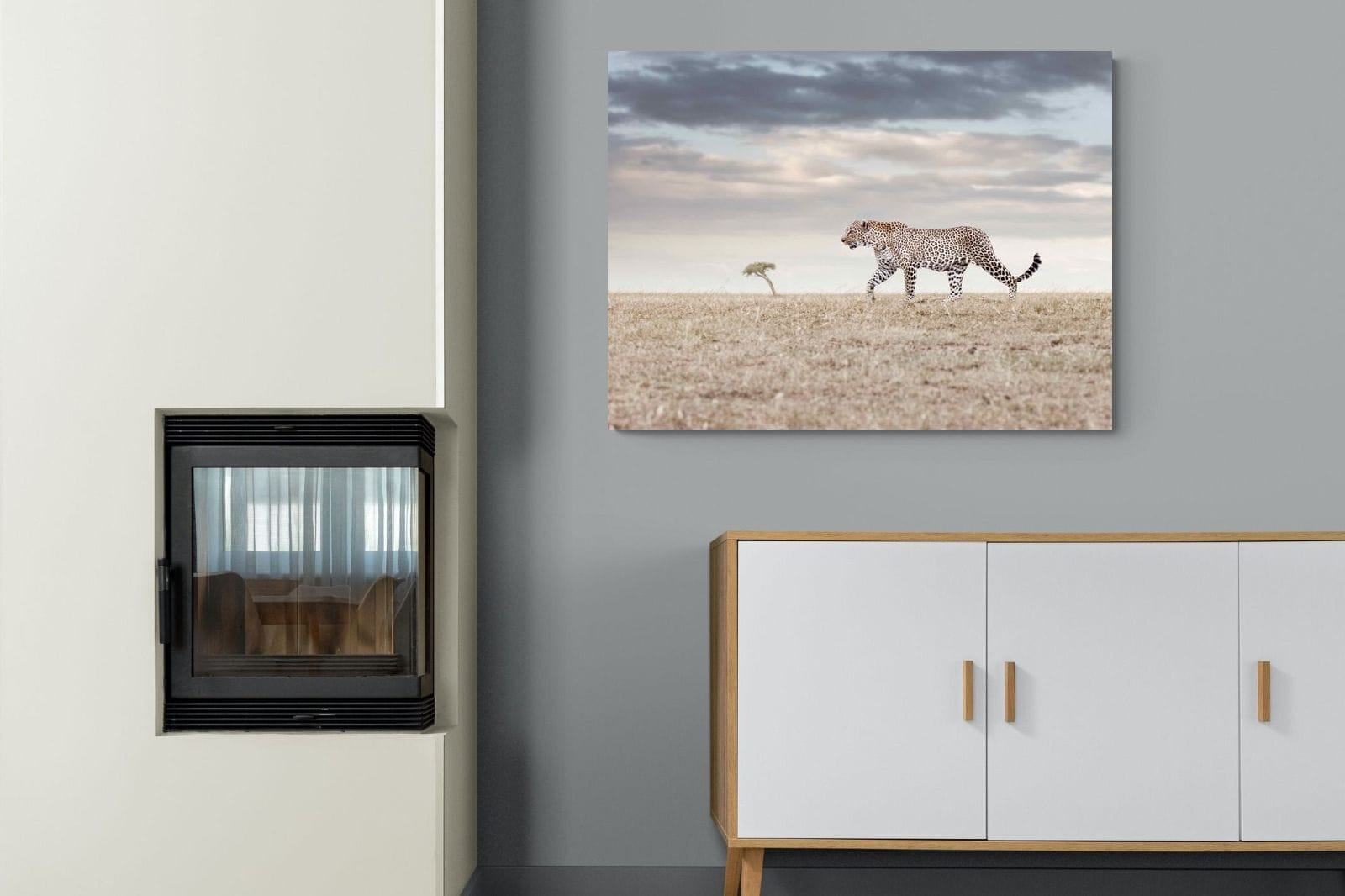 Leopard Prowl-Wall_Art-100 x 75cm-Mounted Canvas-No Frame-Pixalot