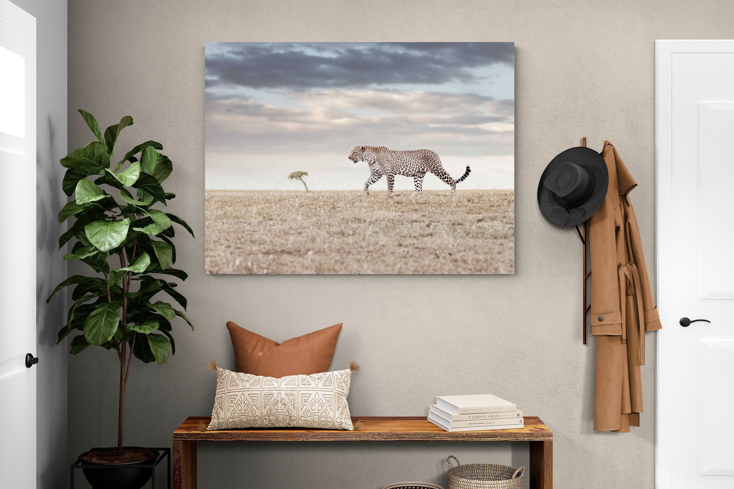 Leopard Prowl-Wall_Art-120 x 90cm-Mounted Canvas-No Frame-Pixalot