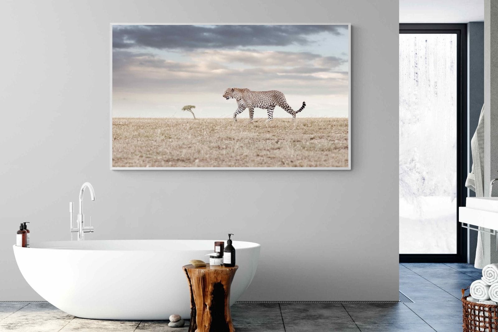 Leopard Prowl-Wall_Art-180 x 110cm-Mounted Canvas-White-Pixalot