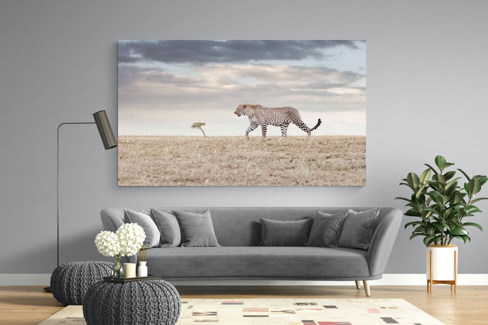 Leopard Prowl-Wall_Art-220 x 130cm-Mounted Canvas-No Frame-Pixalot
