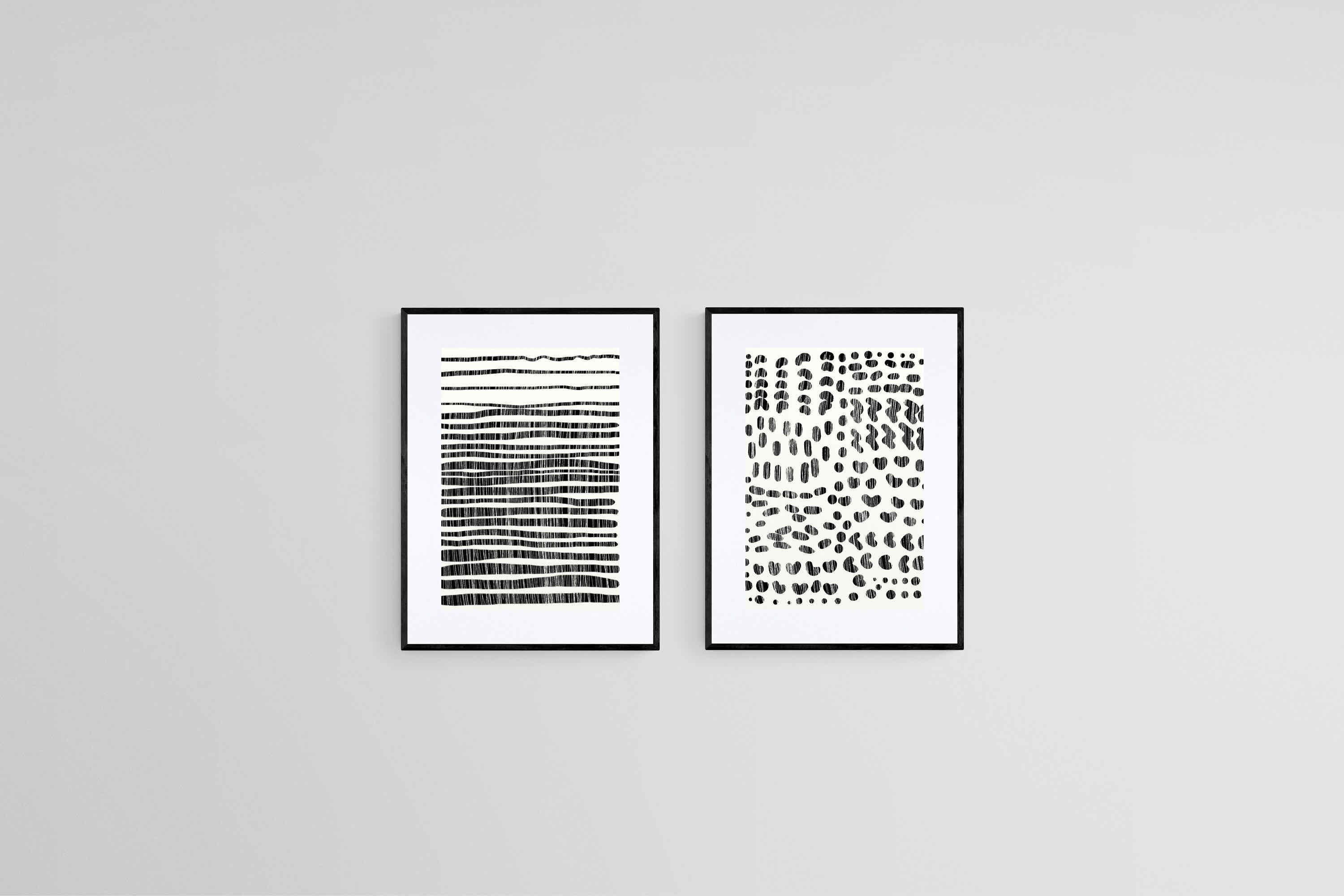 Lines & Shapes Set-Wall_Art-45 x 60cm (x2)-Framed Print-Black-Pixalot
