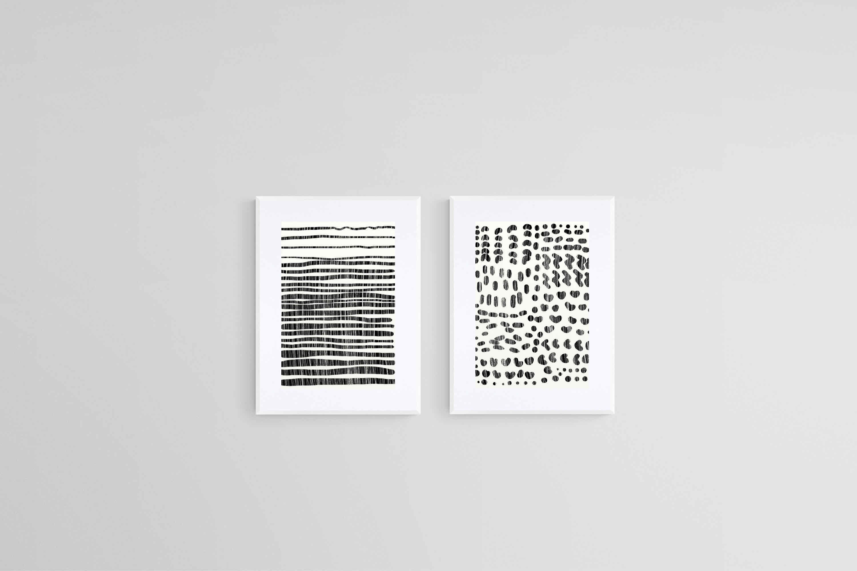 Lines & Shapes Set-Wall_Art-45 x 60cm (x2)-Framed Print-White-Pixalot