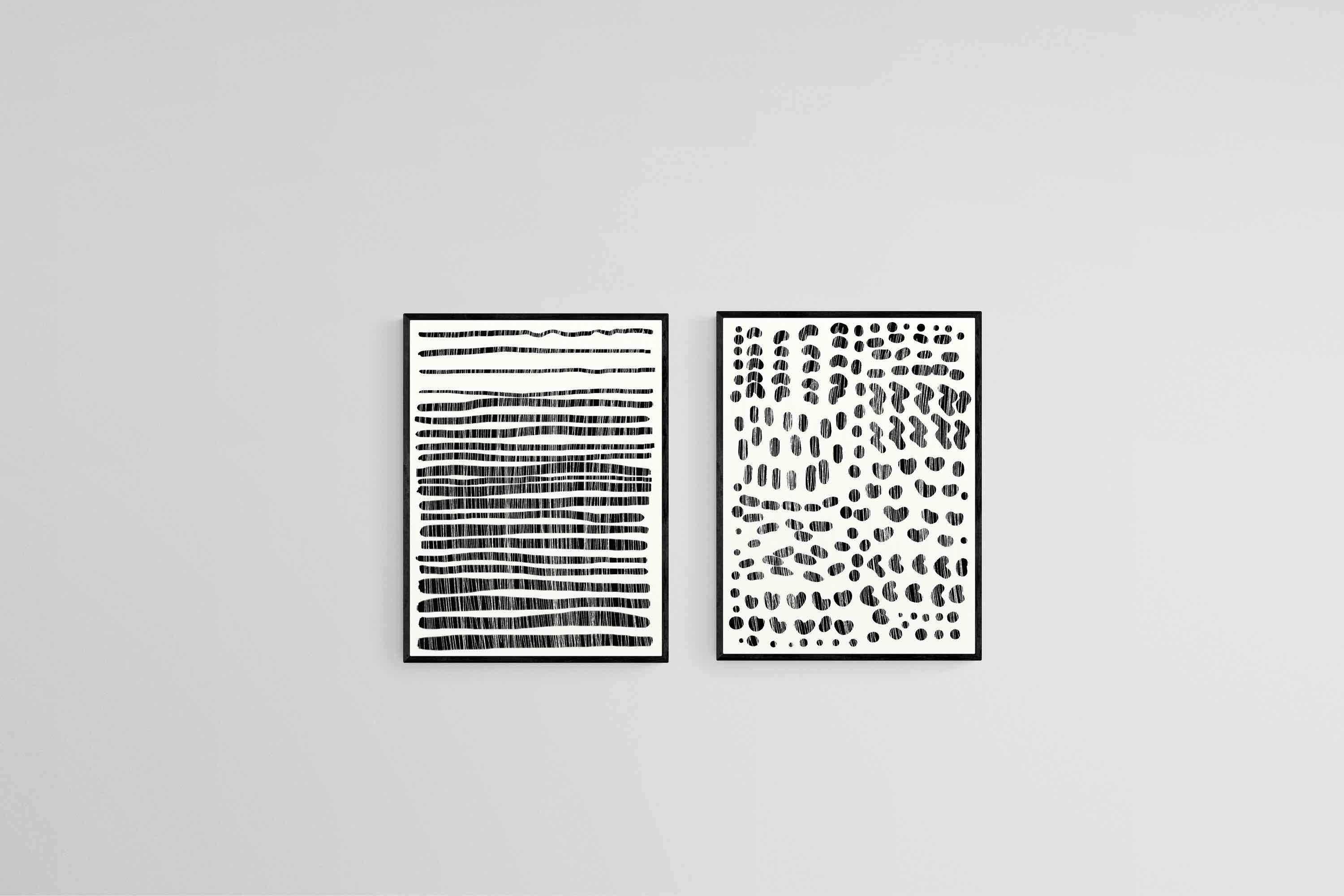 Lines & Shapes Set-Wall_Art-45 x 60cm (x2)-Mounted Canvas-Black-Pixalot