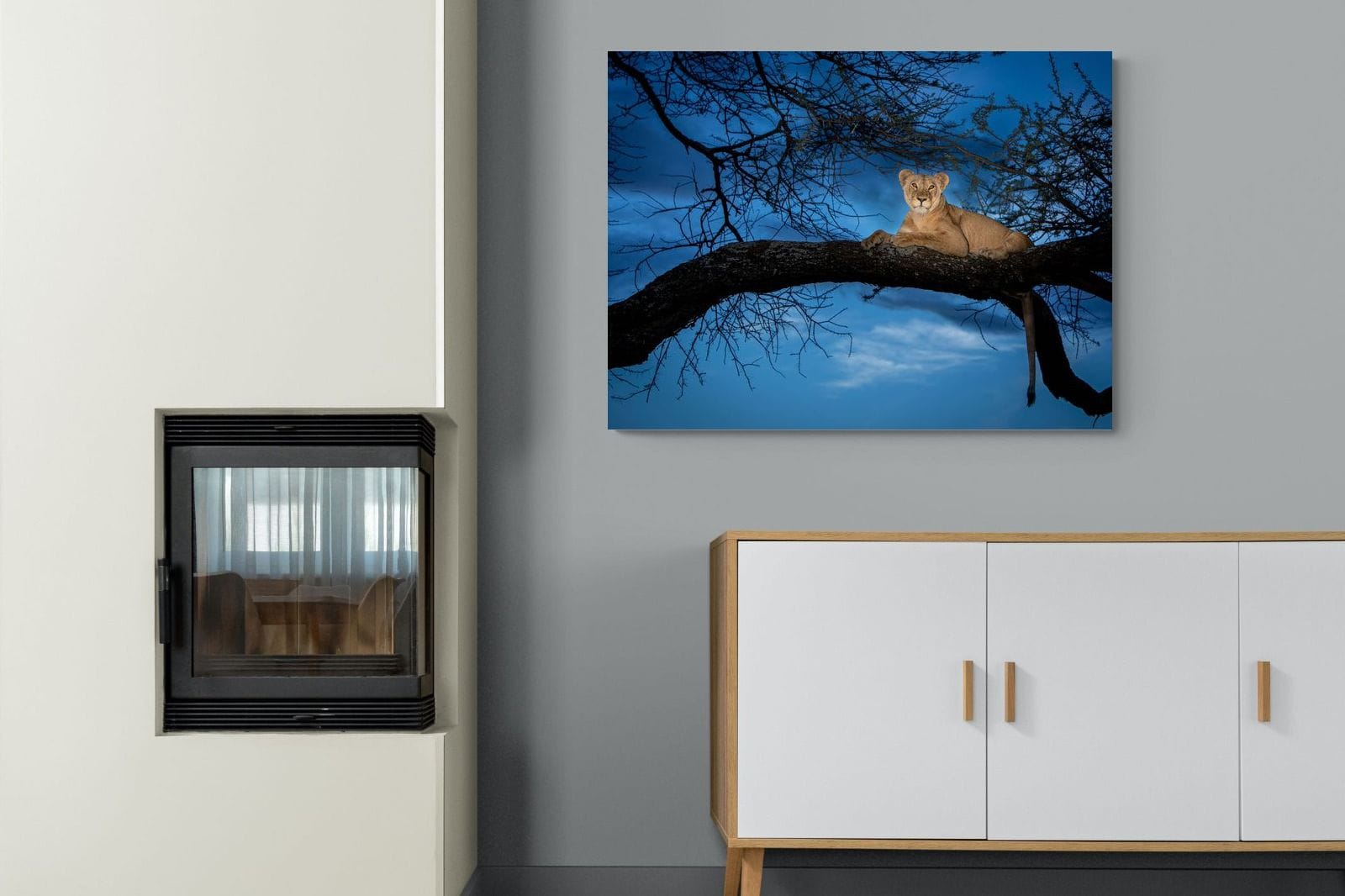 Lion at Dusk-Wall_Art-100 x 75cm-Mounted Canvas-No Frame-Pixalot