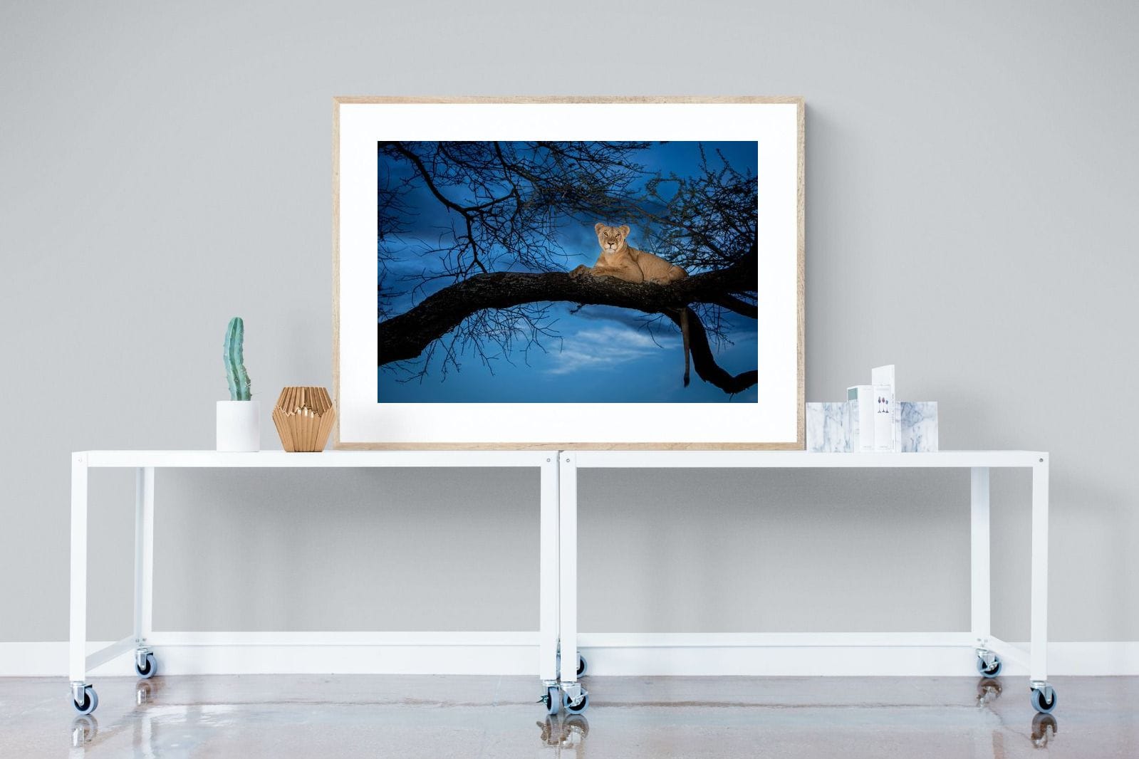 Lion at Dusk-Wall_Art-120 x 90cm-Framed Print-Wood-Pixalot