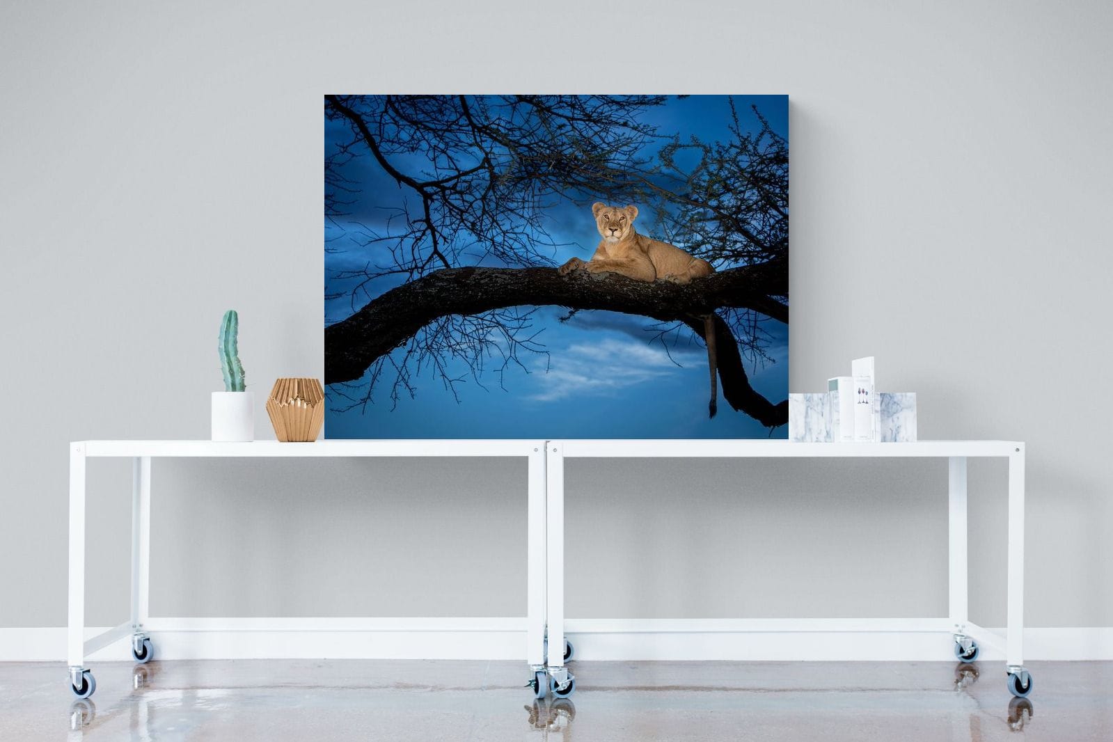 Lion at Dusk-Wall_Art-120 x 90cm-Mounted Canvas-No Frame-Pixalot