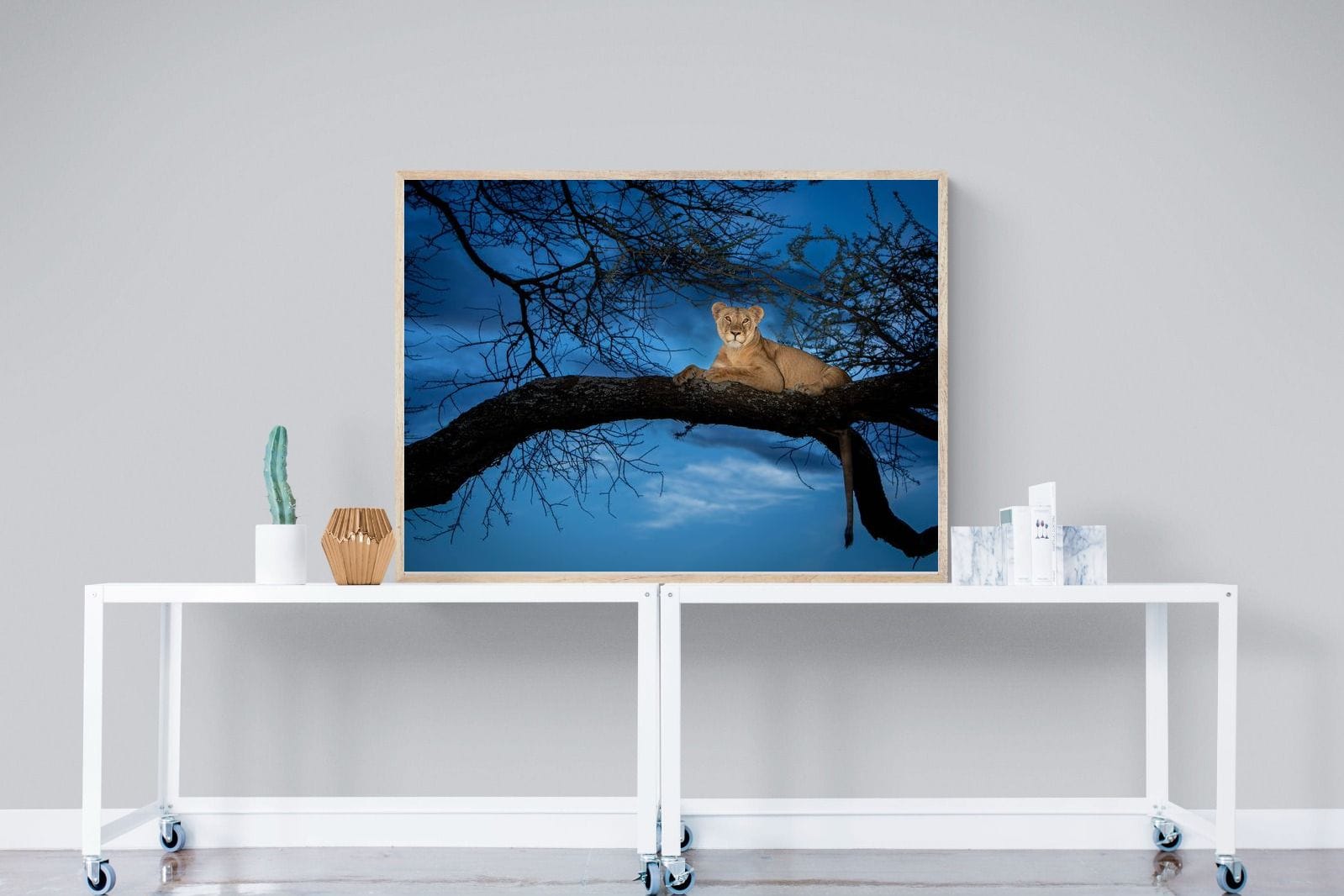 Lion at Dusk-Wall_Art-120 x 90cm-Mounted Canvas-Wood-Pixalot