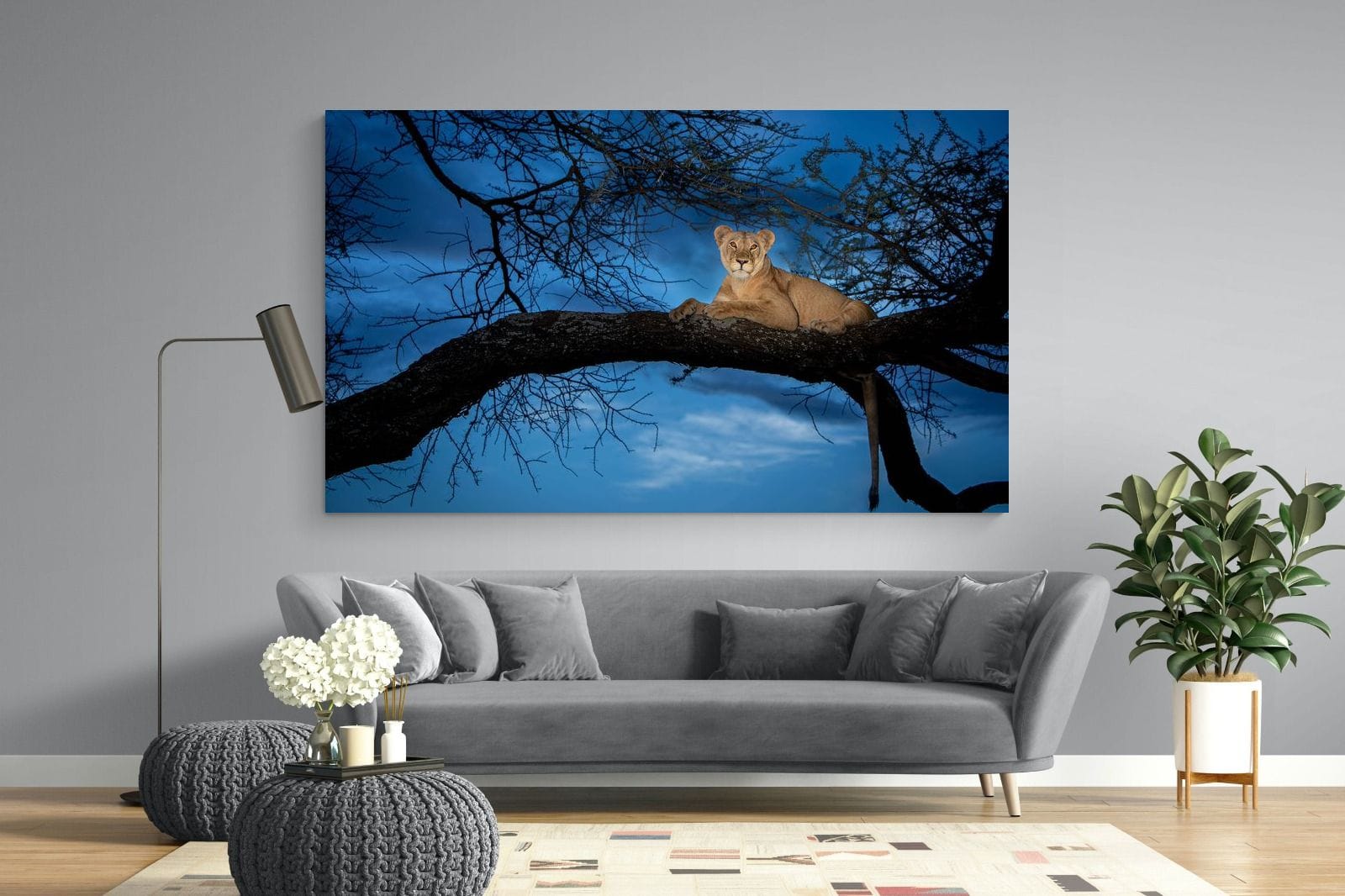Lion at Dusk-Wall_Art-220 x 130cm-Mounted Canvas-No Frame-Pixalot