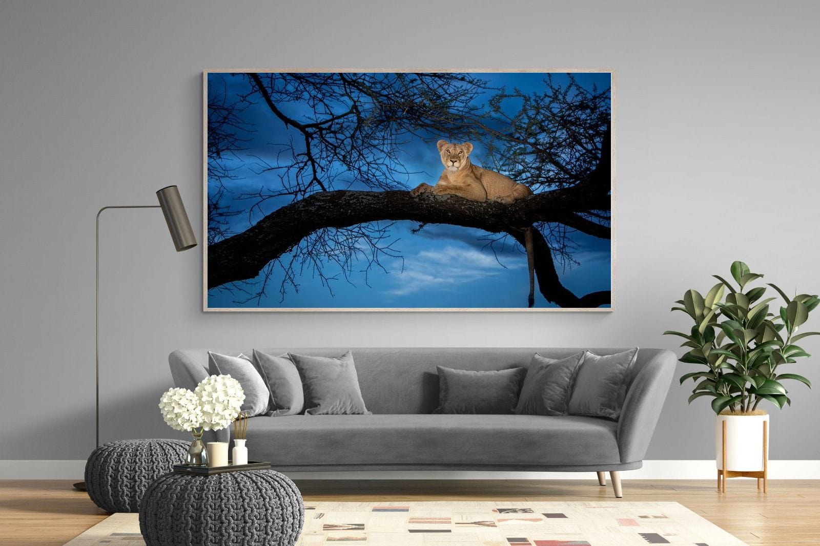 Lion at Dusk-Wall_Art-220 x 130cm-Mounted Canvas-Wood-Pixalot