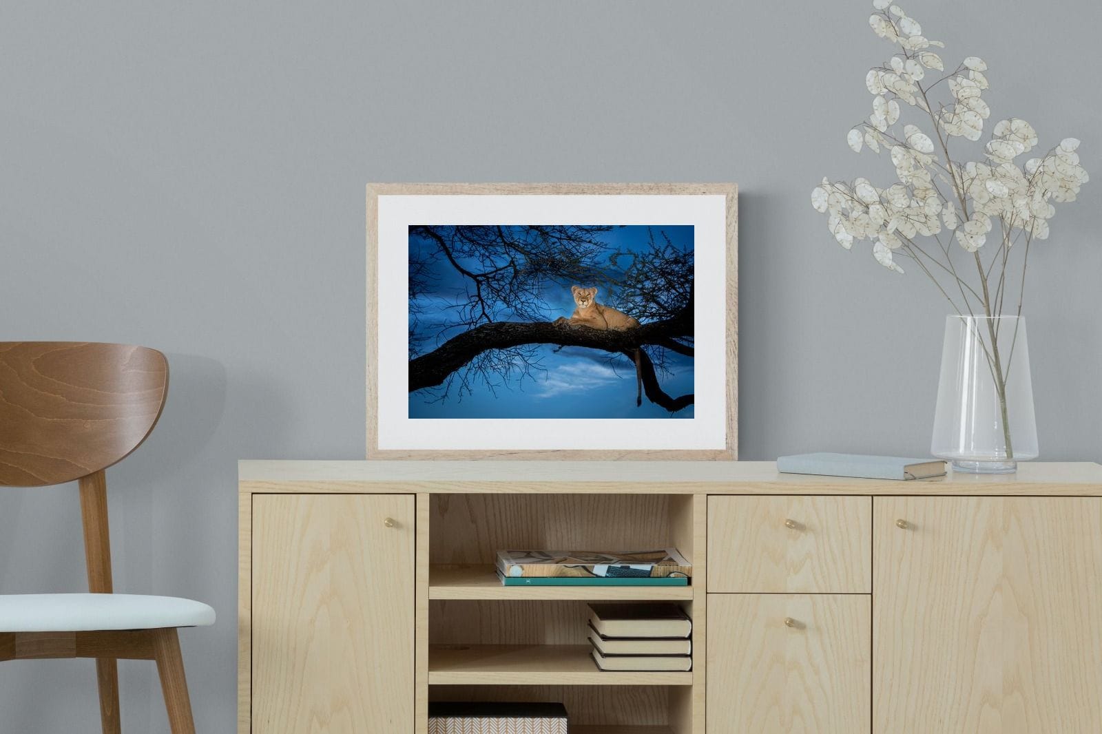 Lion at Dusk-Wall_Art-60 x 45cm-Framed Print-Wood-Pixalot