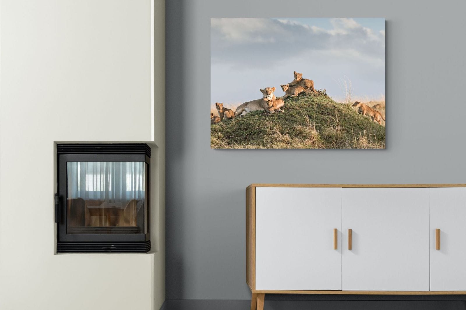 Lion Crèche-Wall_Art-100 x 75cm-Mounted Canvas-No Frame-Pixalot