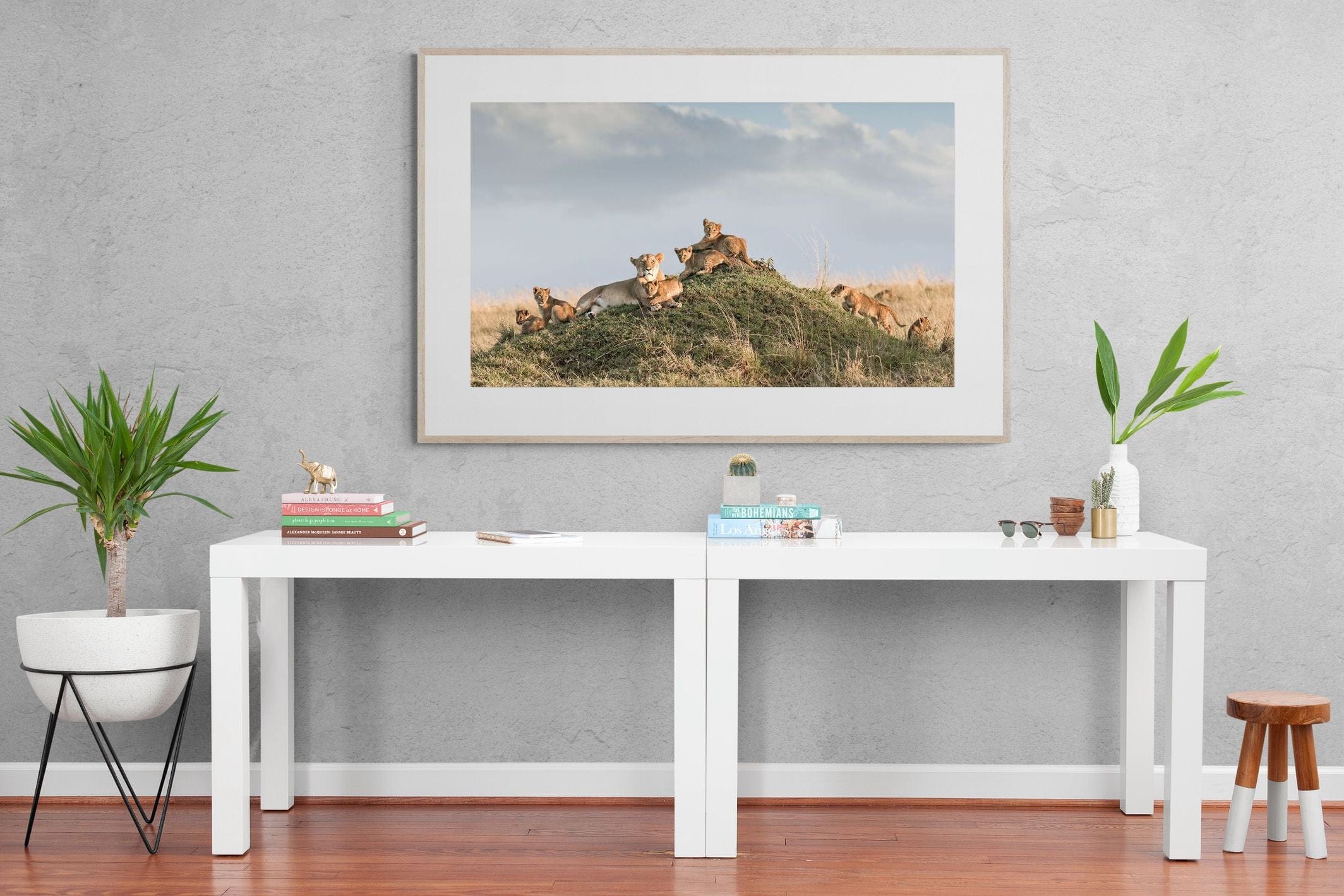 Lion Crèche-Wall_Art-150 x 100cm-Framed Print-Wood-Pixalot