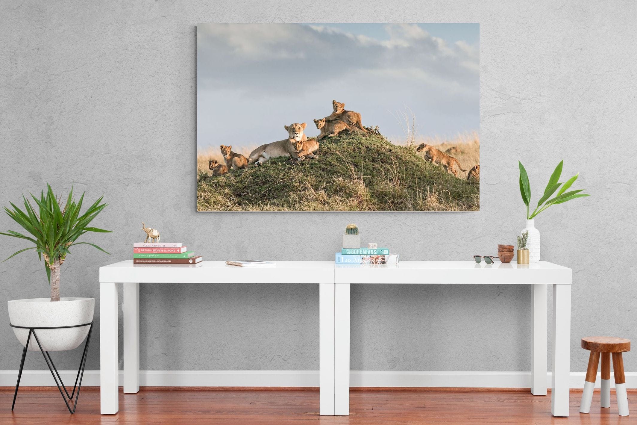 Lion Crèche-Wall_Art-150 x 100cm-Mounted Canvas-No Frame-Pixalot