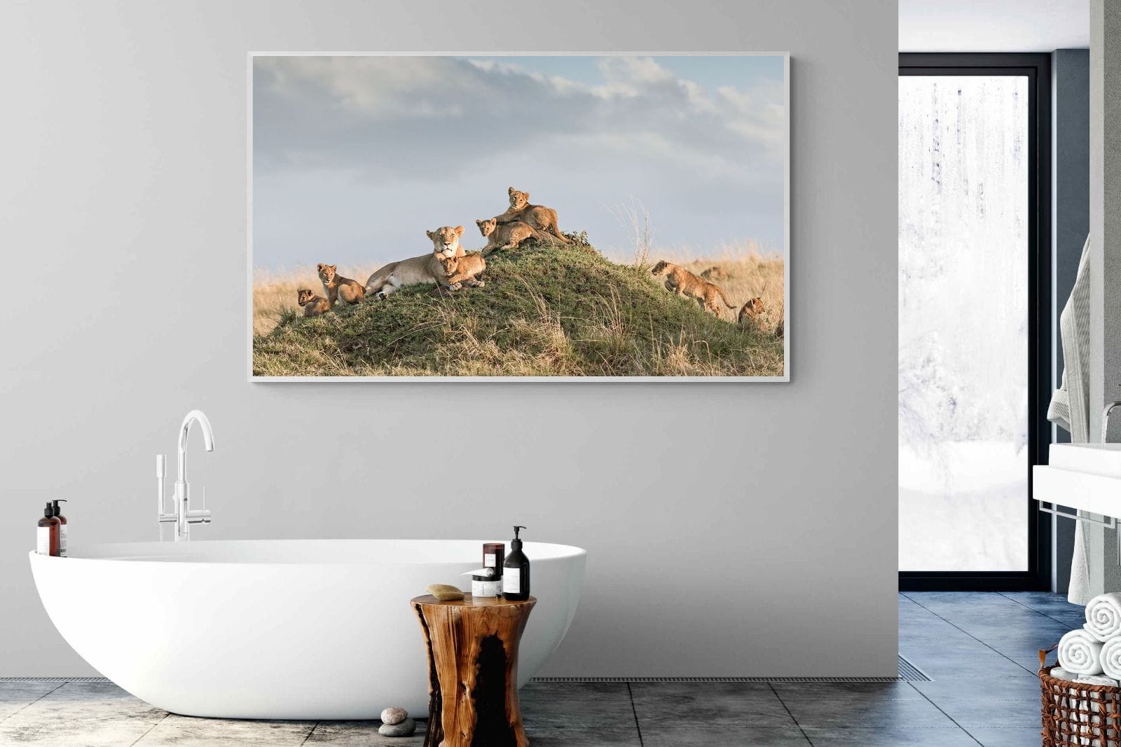 Lion Crèche-Wall_Art-180 x 110cm-Mounted Canvas-White-Pixalot