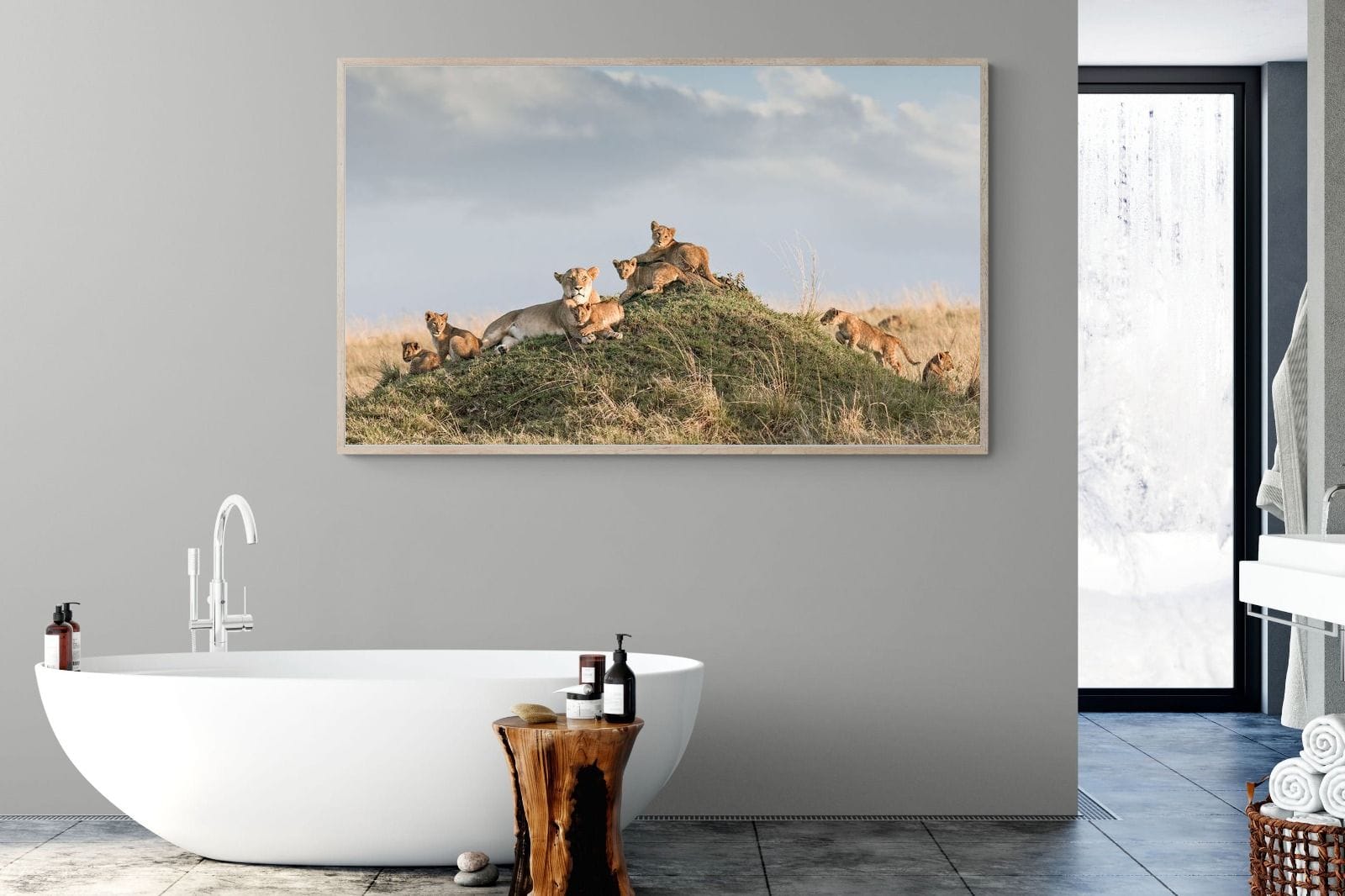 Lion Crèche-Wall_Art-180 x 110cm-Mounted Canvas-Wood-Pixalot