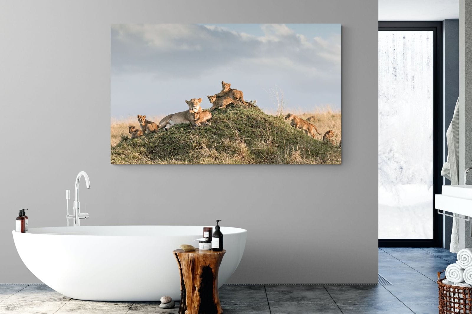 Lion Crèche-Wall_Art-180 x 110cm-Mounted Canvas-No Frame-Pixalot