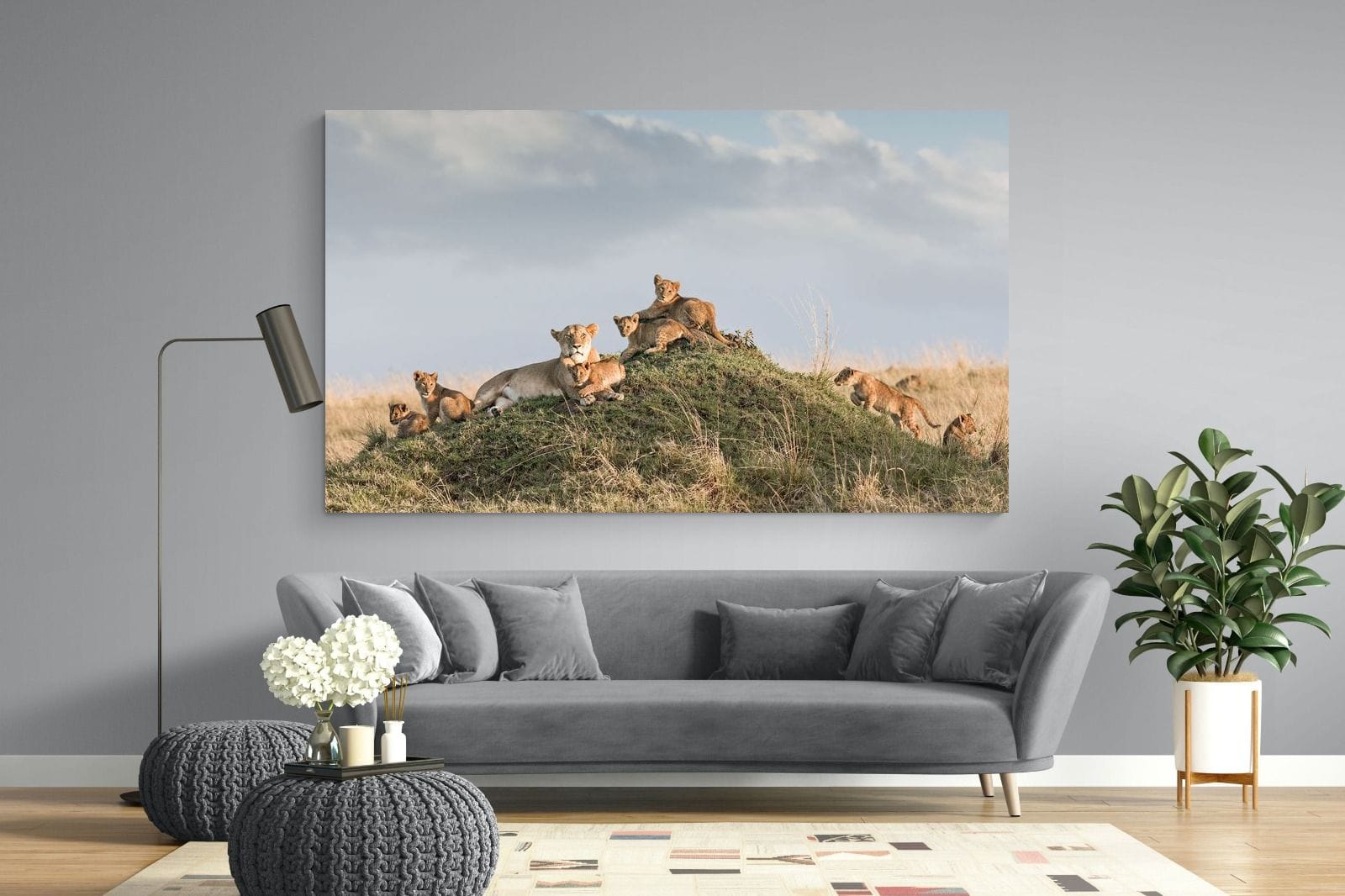 Lion Crèche-Wall_Art-220 x 130cm-Mounted Canvas-No Frame-Pixalot