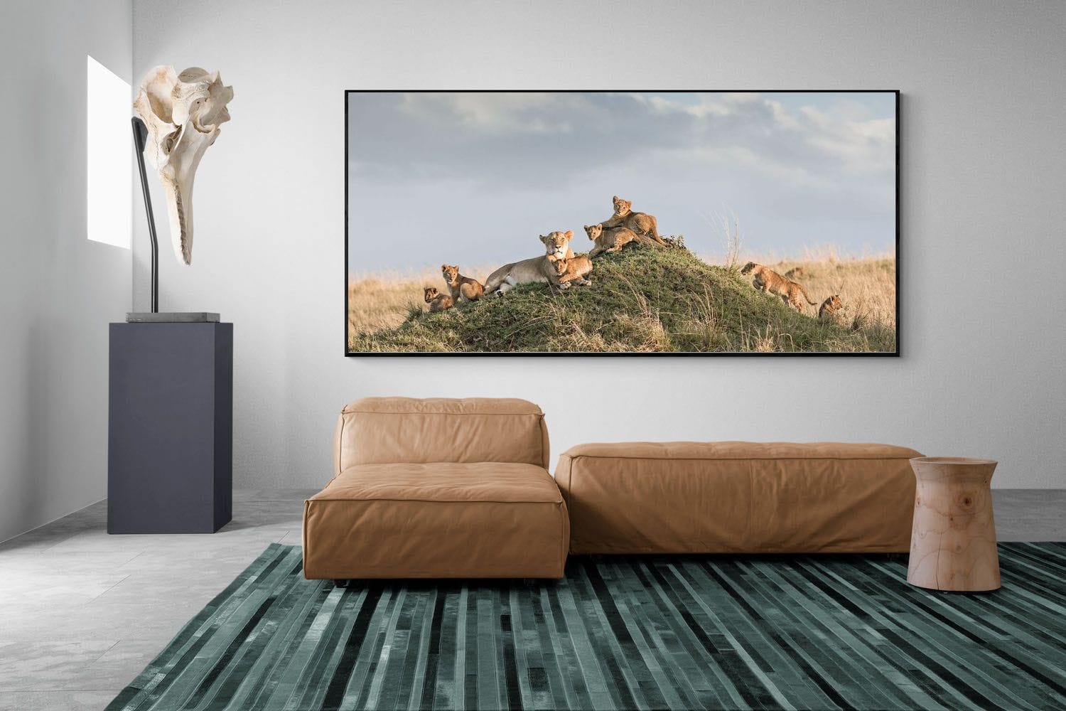 Lion Crèche-Wall_Art-275 x 130cm-Mounted Canvas-Black-Pixalot