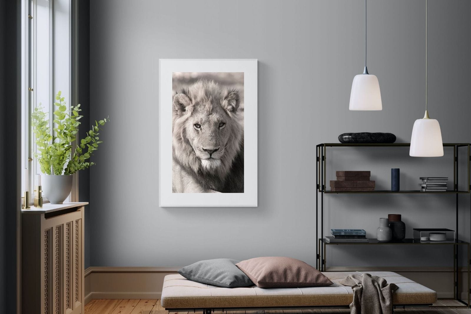 Lion Eyes-Wall_Art-100 x 150cm-Framed Print-White-Pixalot