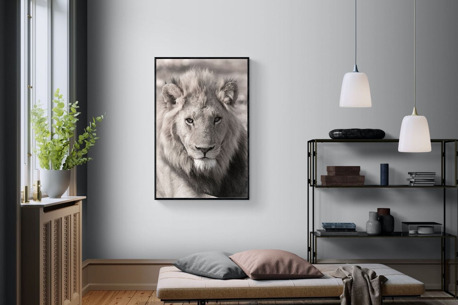 Lion Eyes-Wall_Art-100 x 150cm-Mounted Canvas-Black-Pixalot