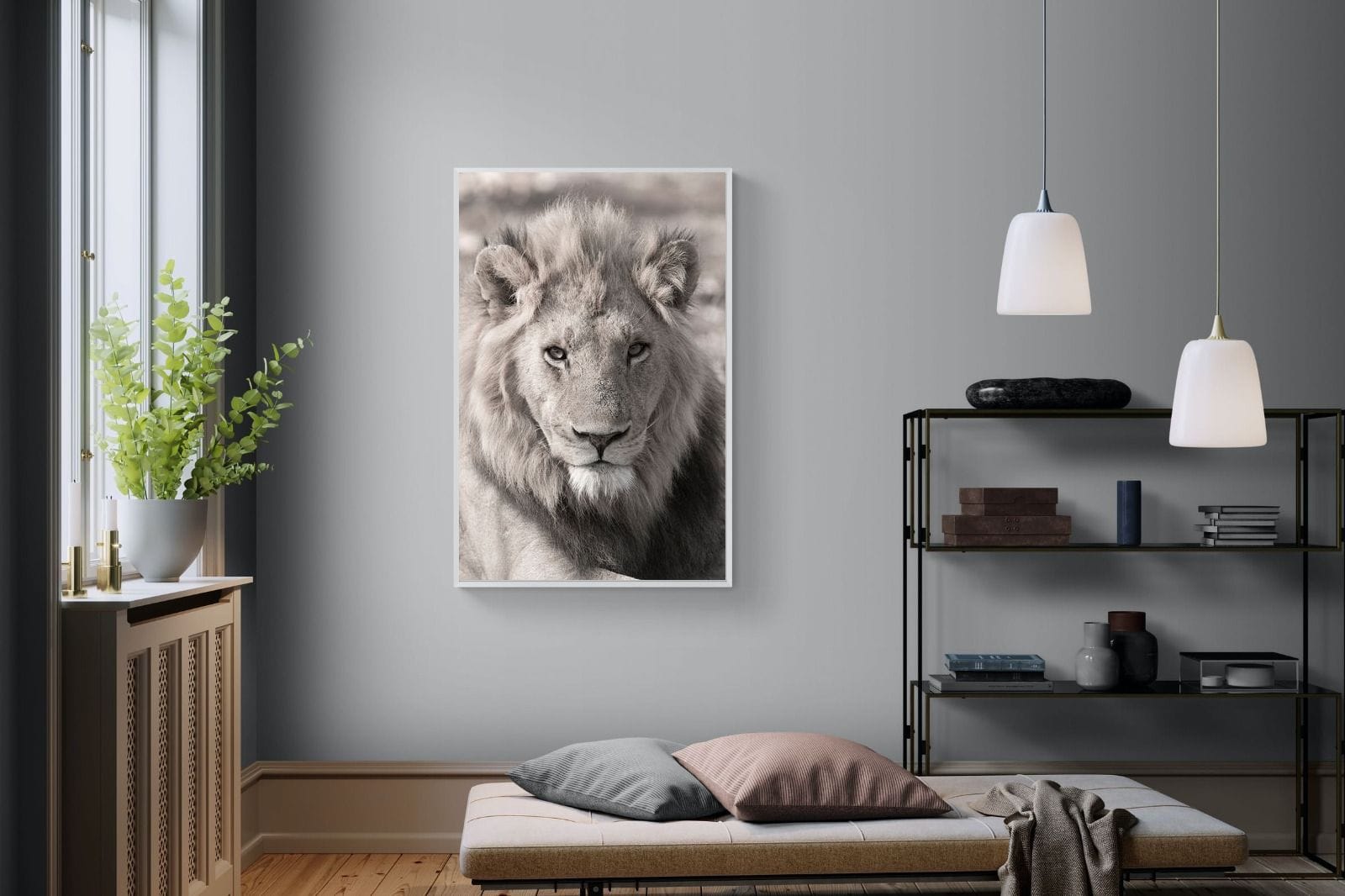 Lion Eyes-Wall_Art-100 x 150cm-Mounted Canvas-White-Pixalot