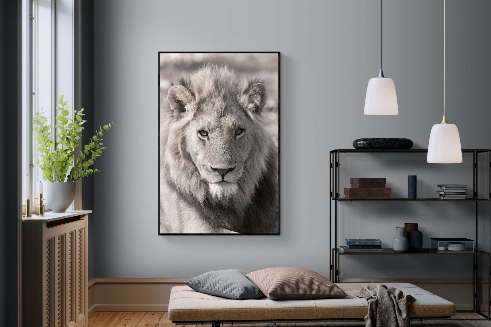 Lion Eyes-Wall_Art-120 x 180cm-Mounted Canvas-Black-Pixalot